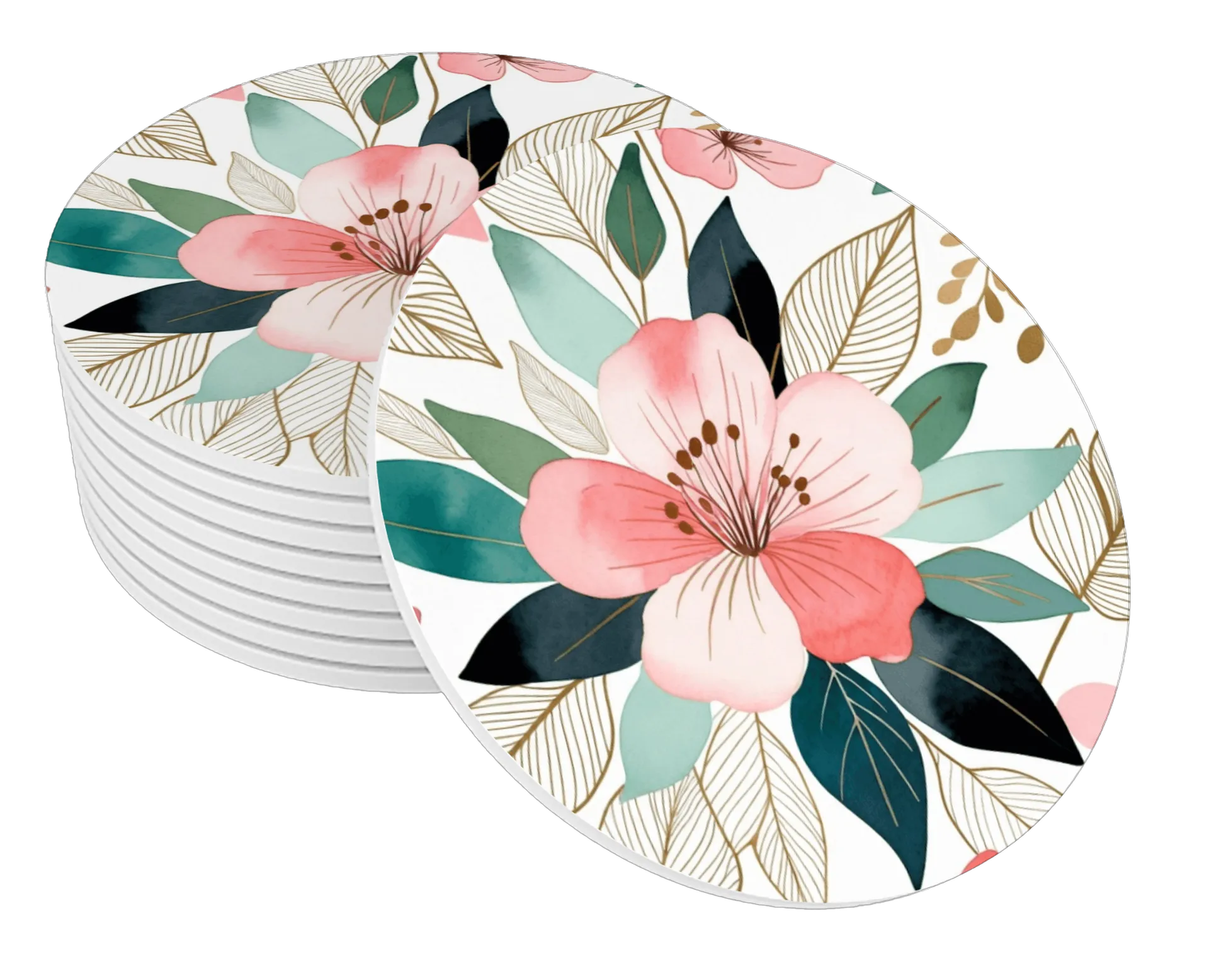 Porta-copo MDF Flores Coloridas 10x10cm de Lunara