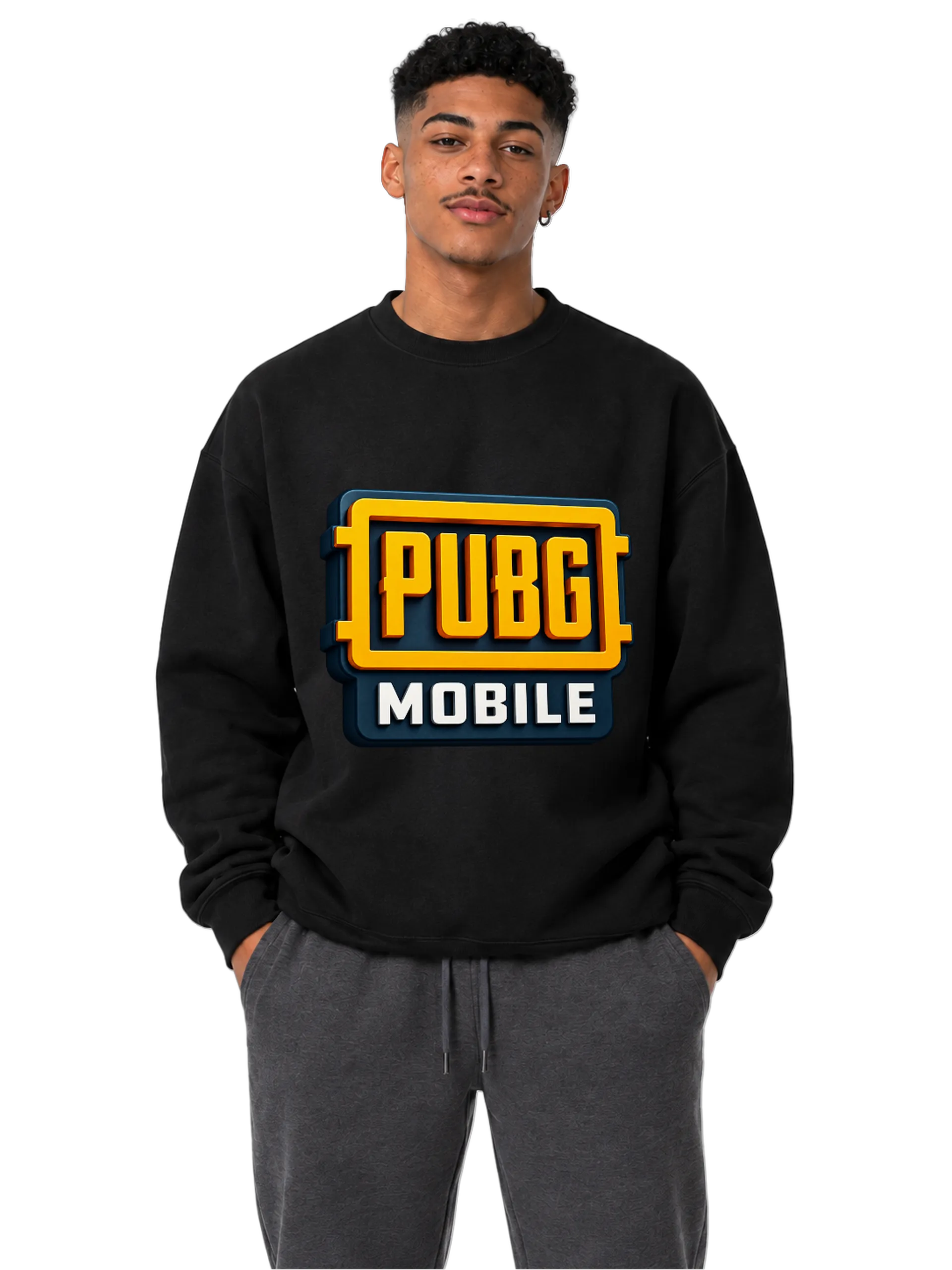 Suéter Moletom PUBG Mobile Logo Tipográfico Preto - Imagem 3