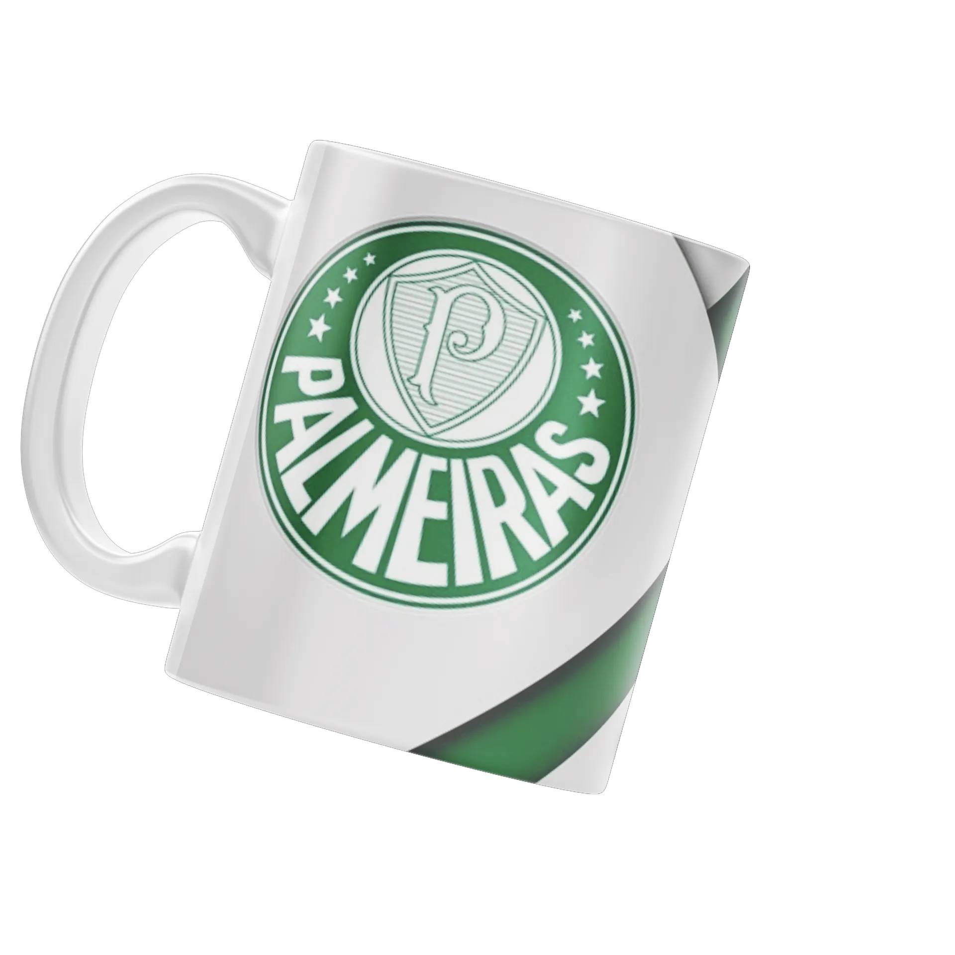 Caneca Porcelana Logotipo Palmeiras Branco 325ml - Imagem 3