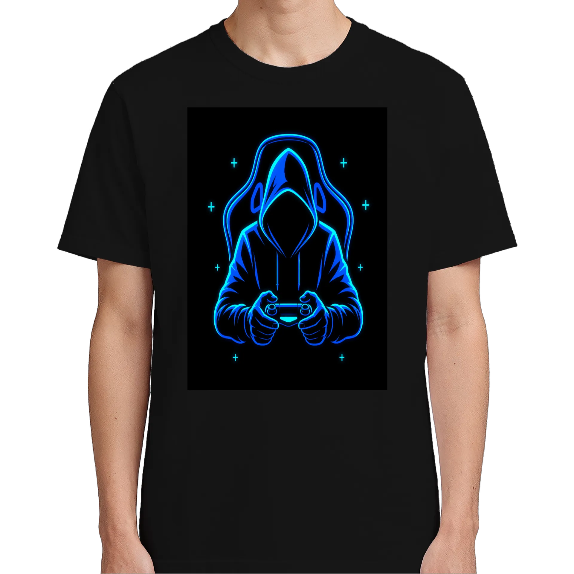 Camiseta Neon Hooded Gamer Blue 100% Algodão - Imagem 5