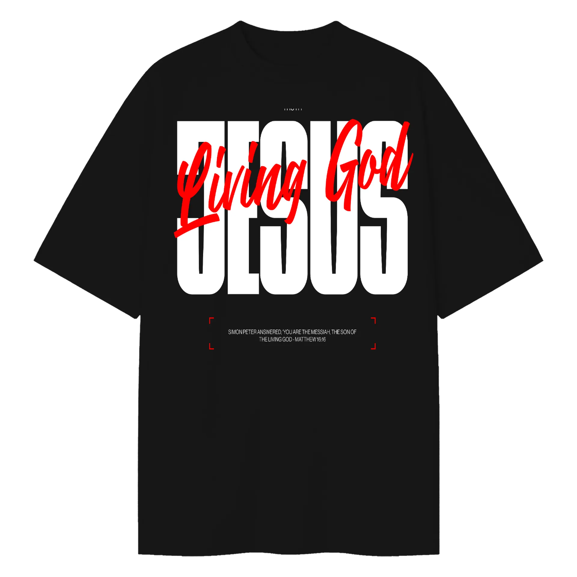 Camiseta Oversized Estampa Jesus Living God Preto - Imagem 1