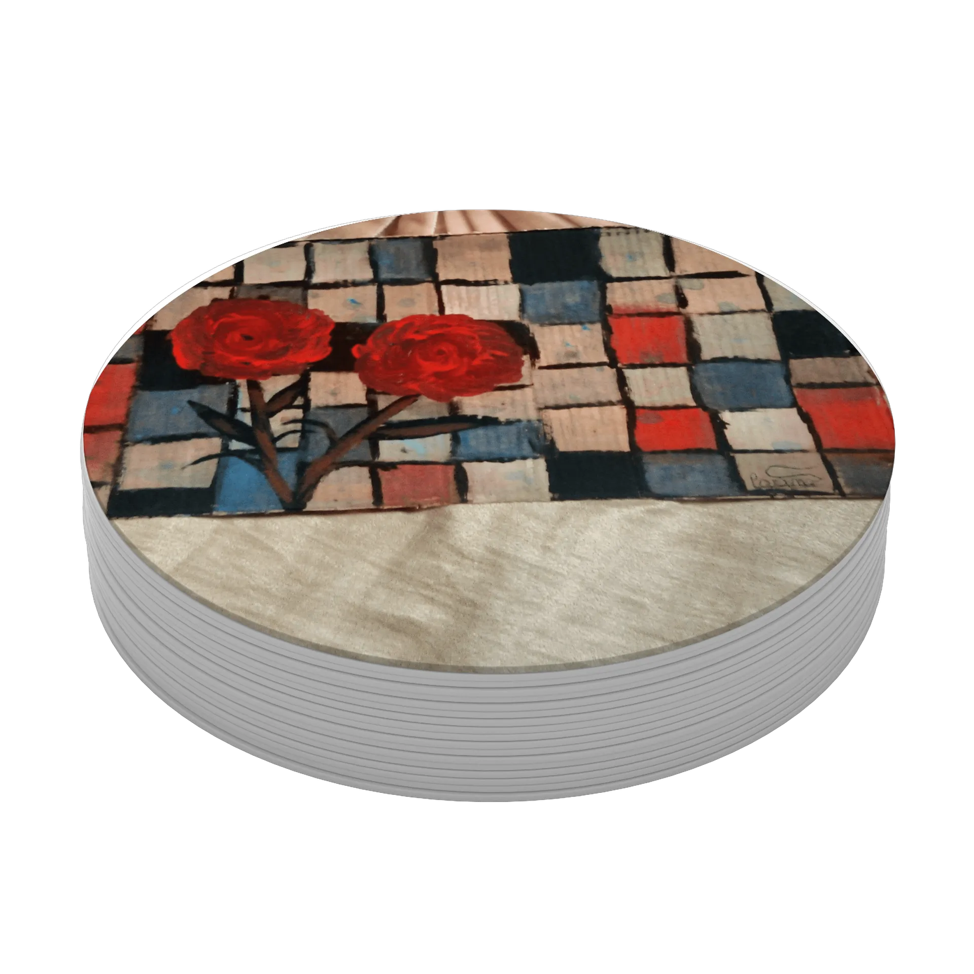 Porta-copo Rosas Vermelhas e Mosaico MDF - Imagem 3