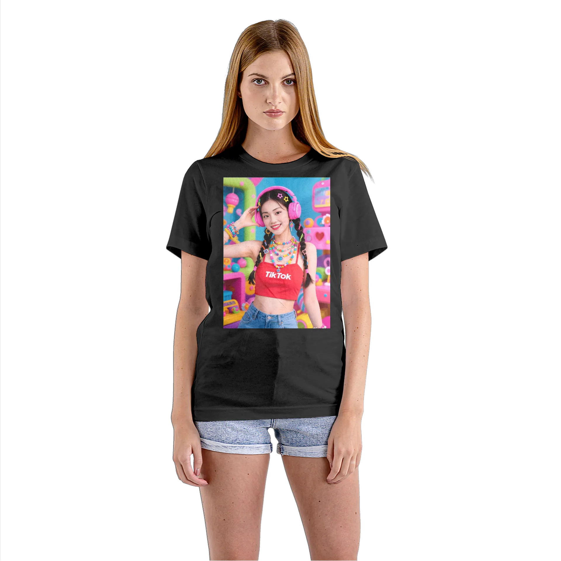 Camiseta Babylook Logo TikTok Tipográfico 100% Algodão - Imagem 3