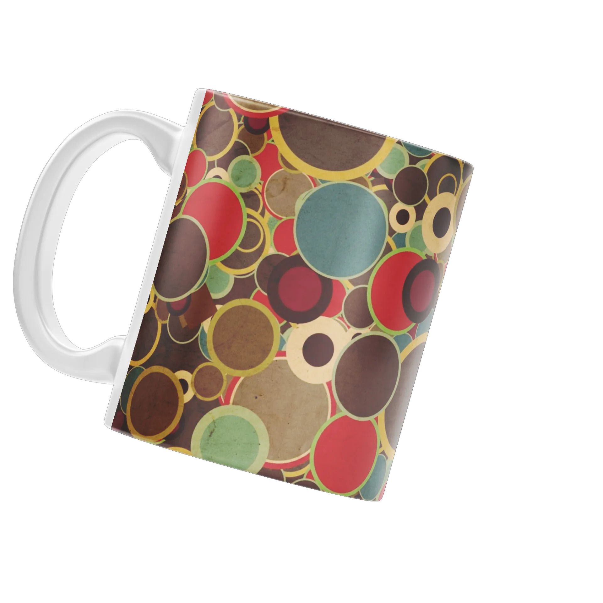 Caneca Cerâmica Estampa Abstrata Círculos Coloridos 325ml - Imagem 3
