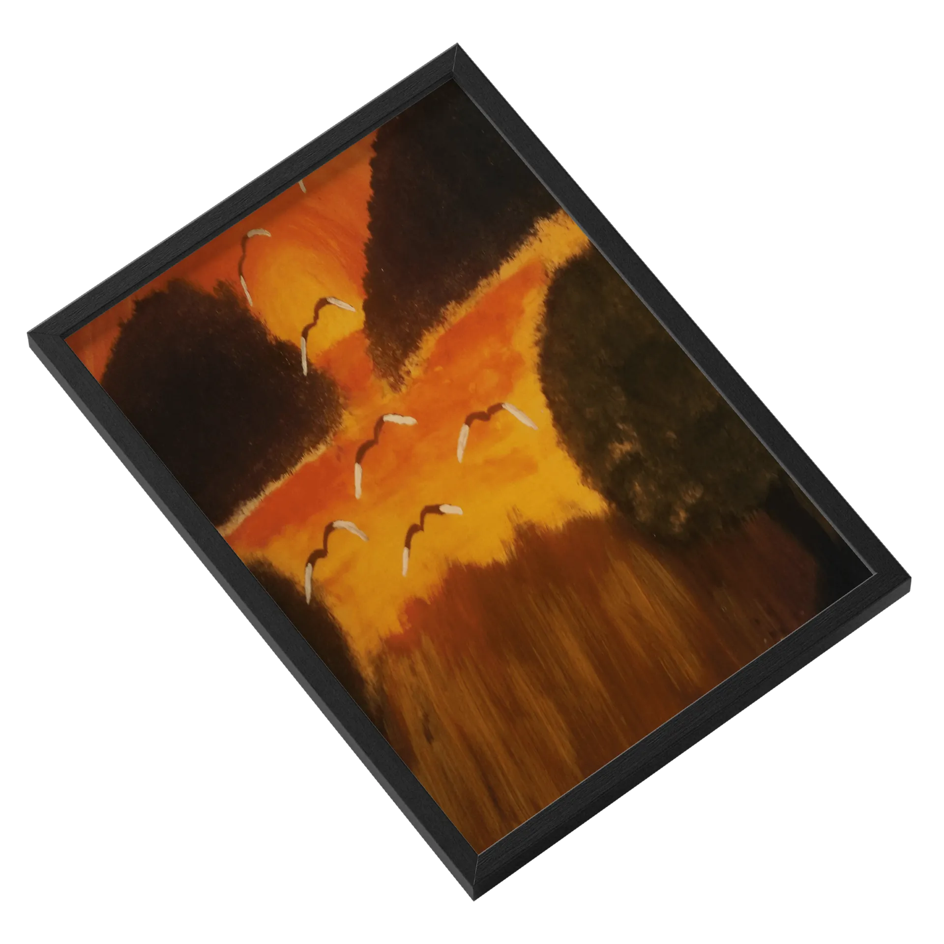 Quadro Paisagem Abstrata Pôr do Sol A3 com Vidro - Imagem 2