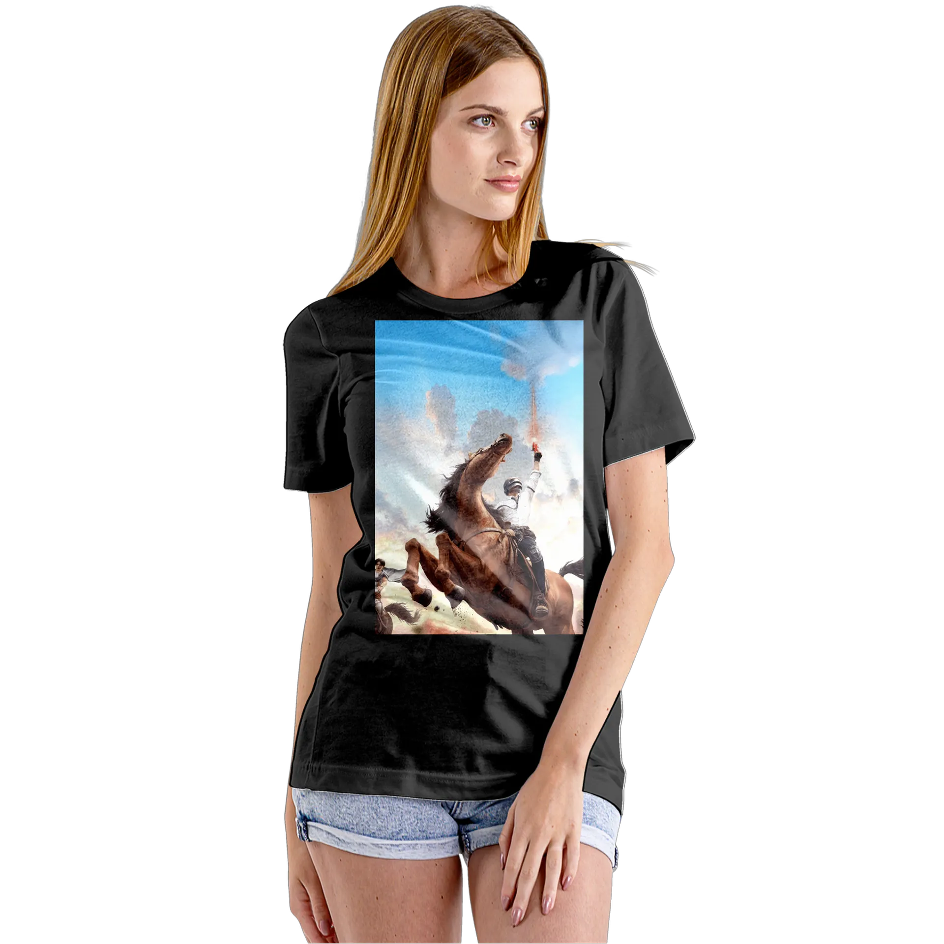 Camiseta Babylook Cavalo e Cavaleiro Ilustração 100% Algodão - Imagem 5