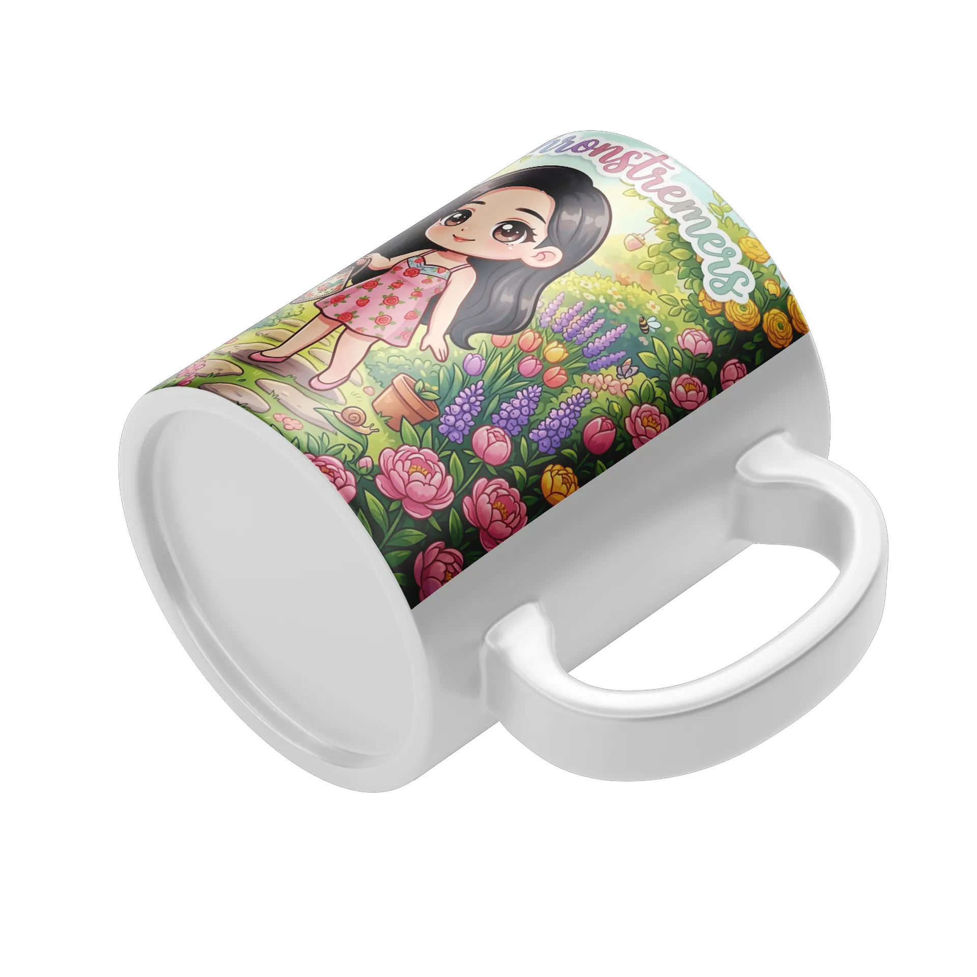 Caneca Naychronstreamers Menina em Jardim de Flores 325ml - Imagem 4