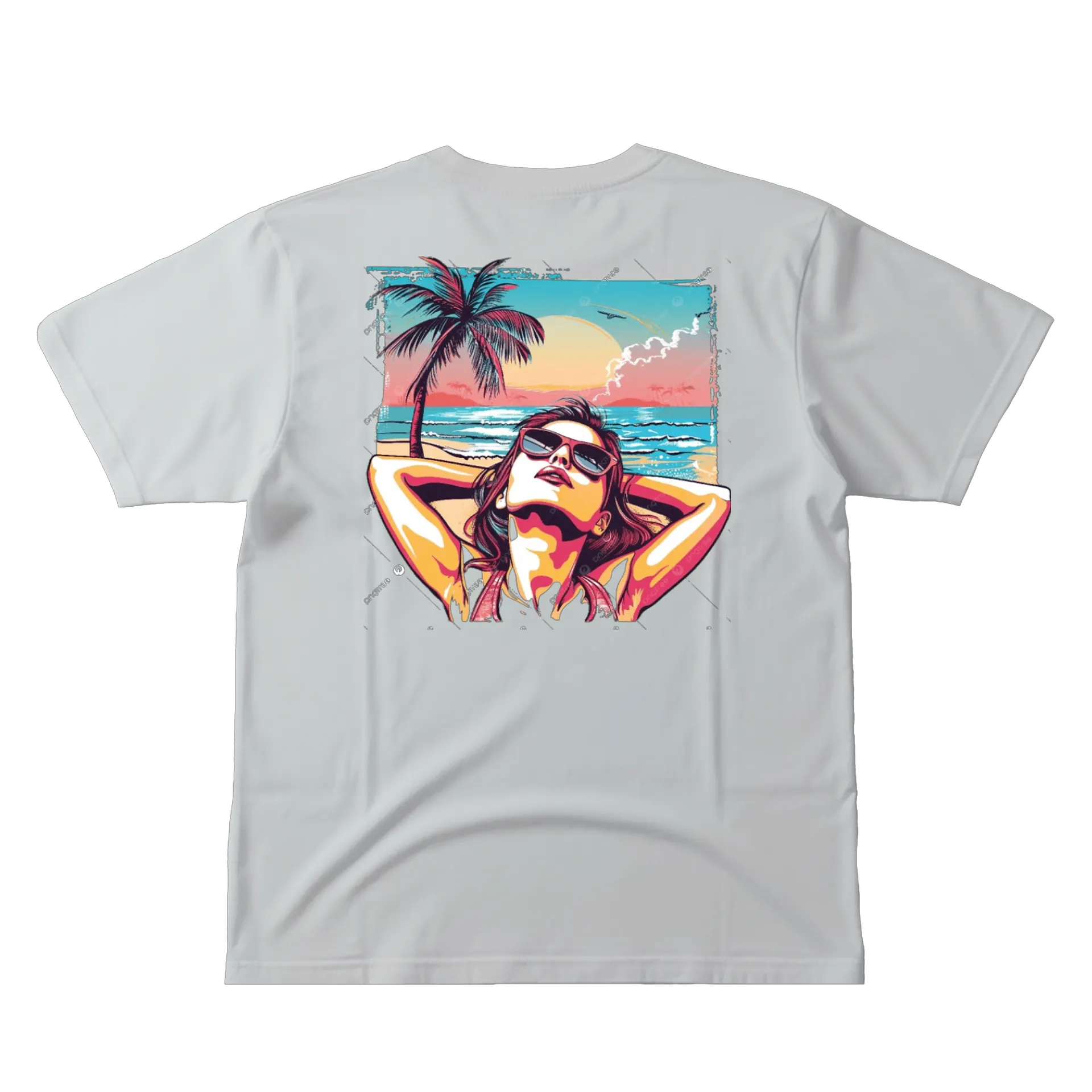 Camiseta Praia Mulher Estilo Retrô 100% Algodão - Imagem 3
