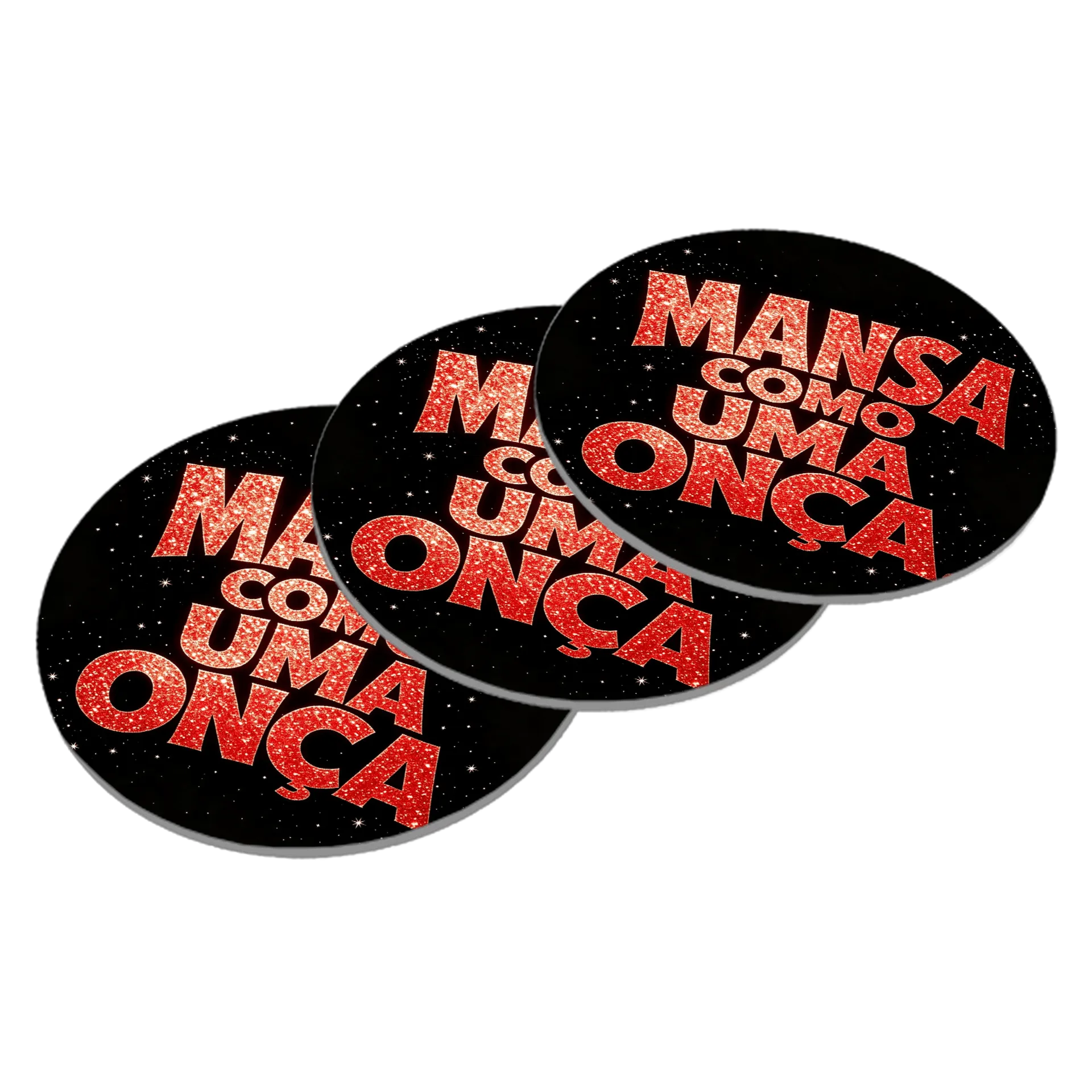 Porta-copo MDF Banda Nasa Como Uma Ongça Estampa Vermelha - Imagem 3