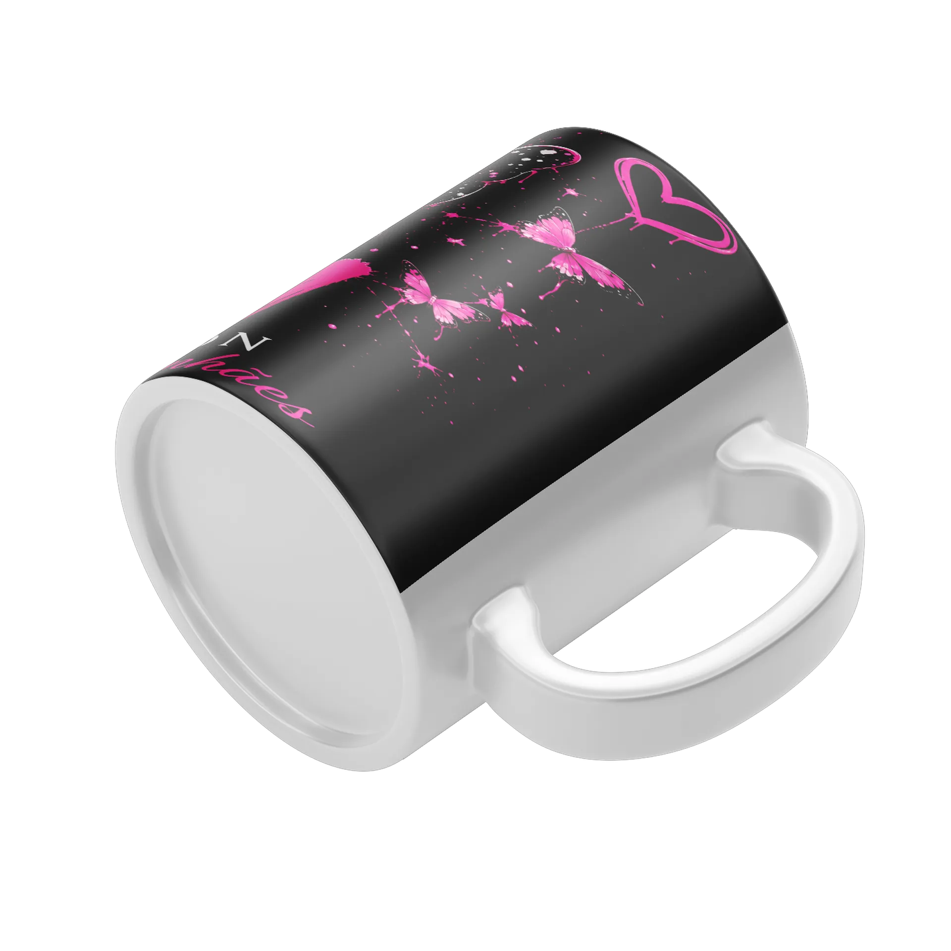 Caneca Porcelana Borboleta Rosa 325ml - Imagem 5