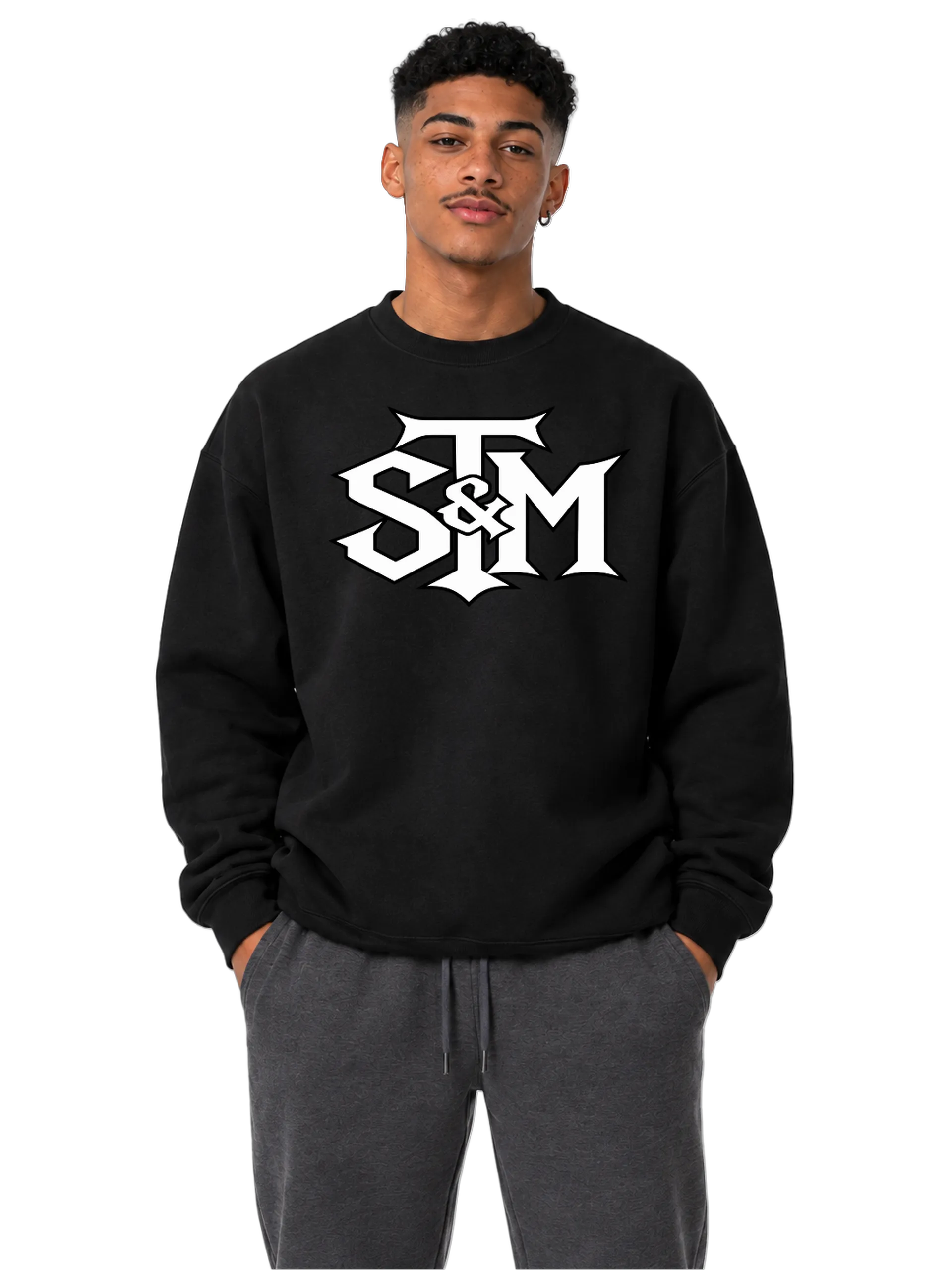Suéter Moletom Logotipo Tipográfico STM Preto e Branco - Imagem 3