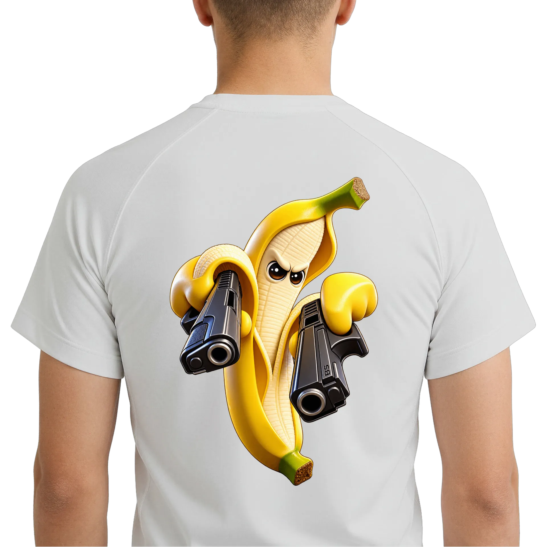 Camiseta Dry Fit Banana Cartoon com Pistolas Amarelas - Imagem 6