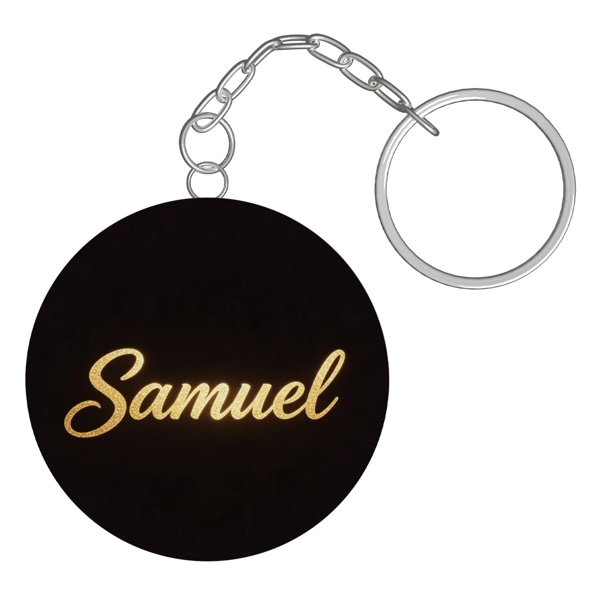 Chaveiro MDF Nome Samuel Estampa Dourada Script - Imagem 2