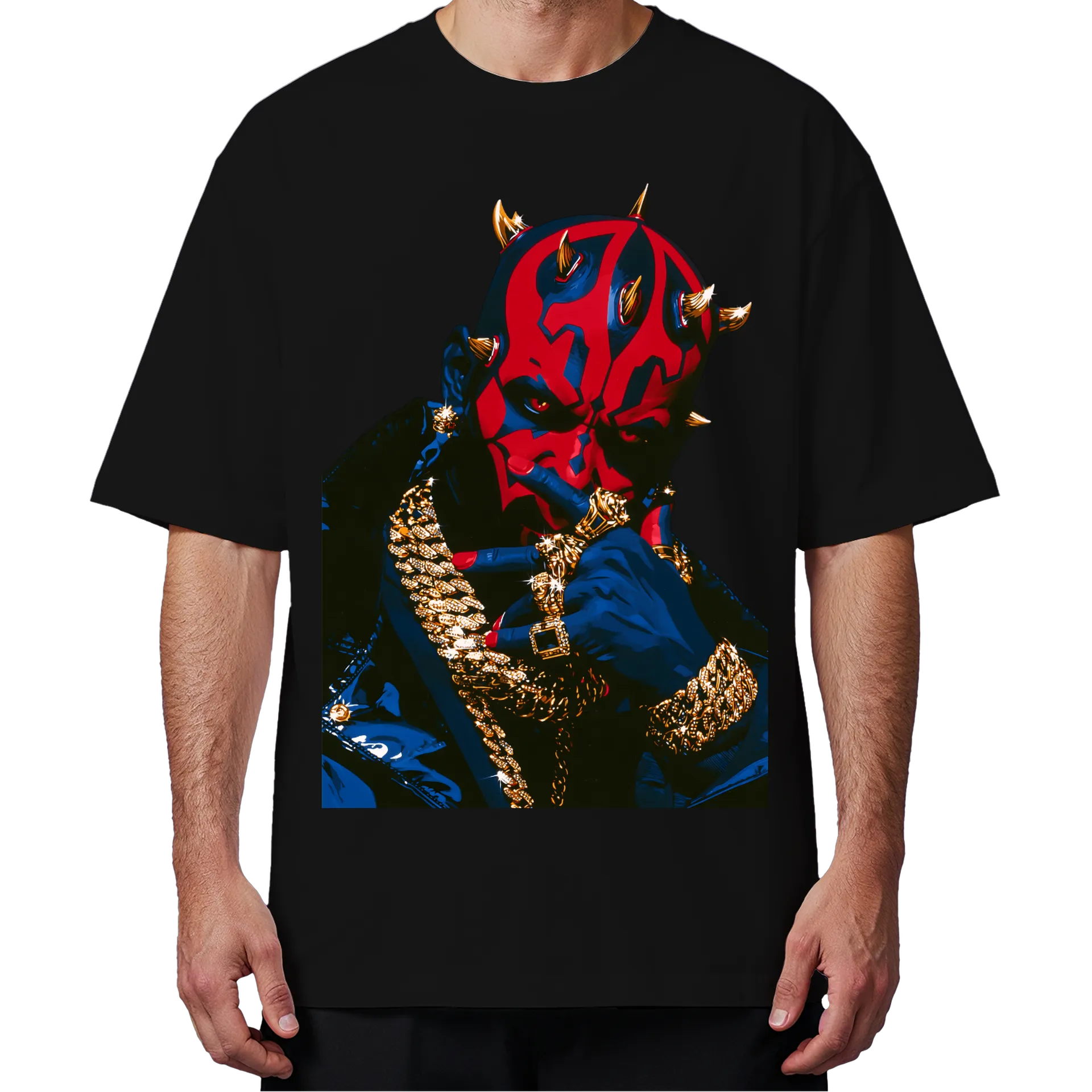 Camiseta Oversized Darth Maul Gold Chain – O Lado Sombrio - Imagem 4