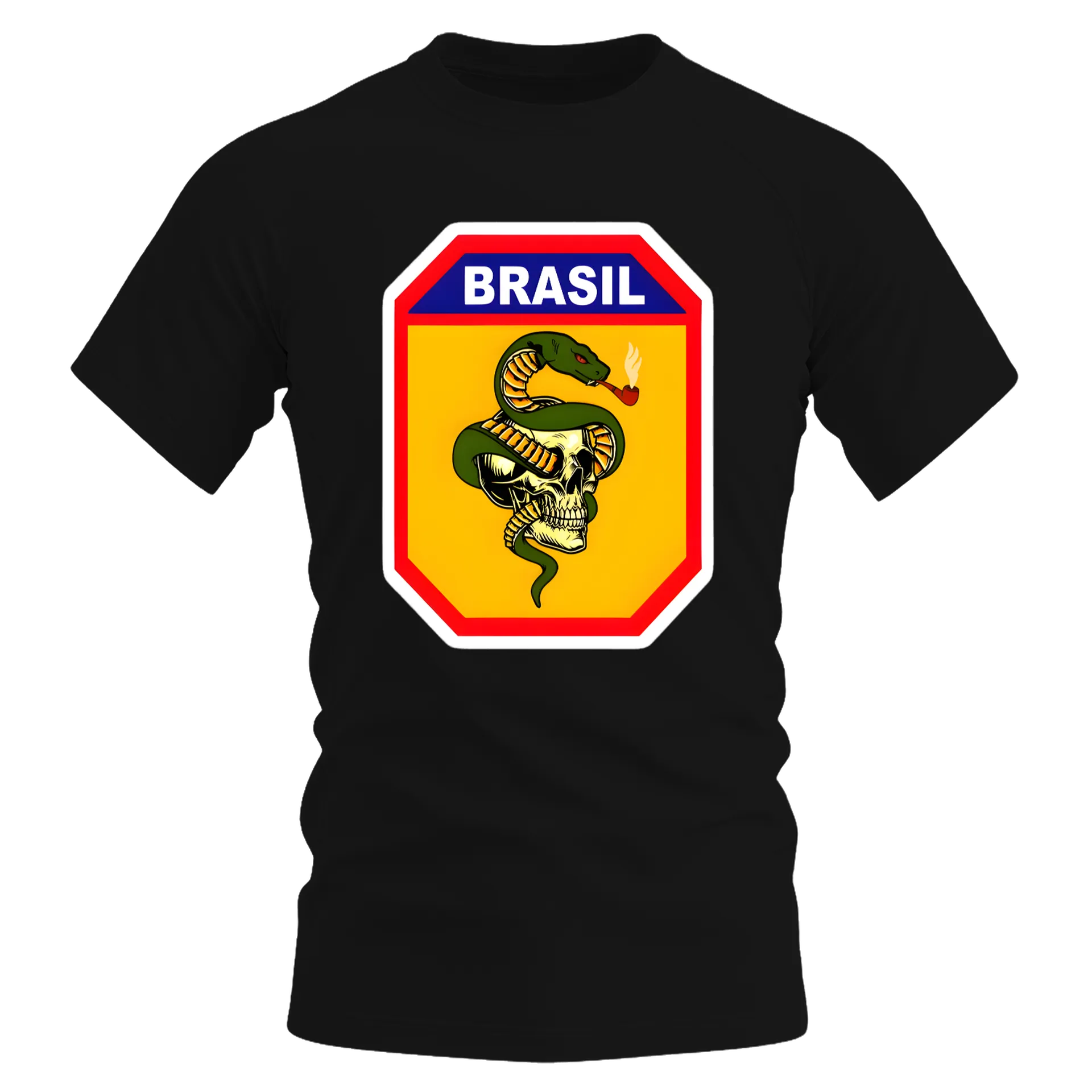 Camiseta Dry Fit Caveira com Cobra Brasil Estilo Cartoon - Imagem 1