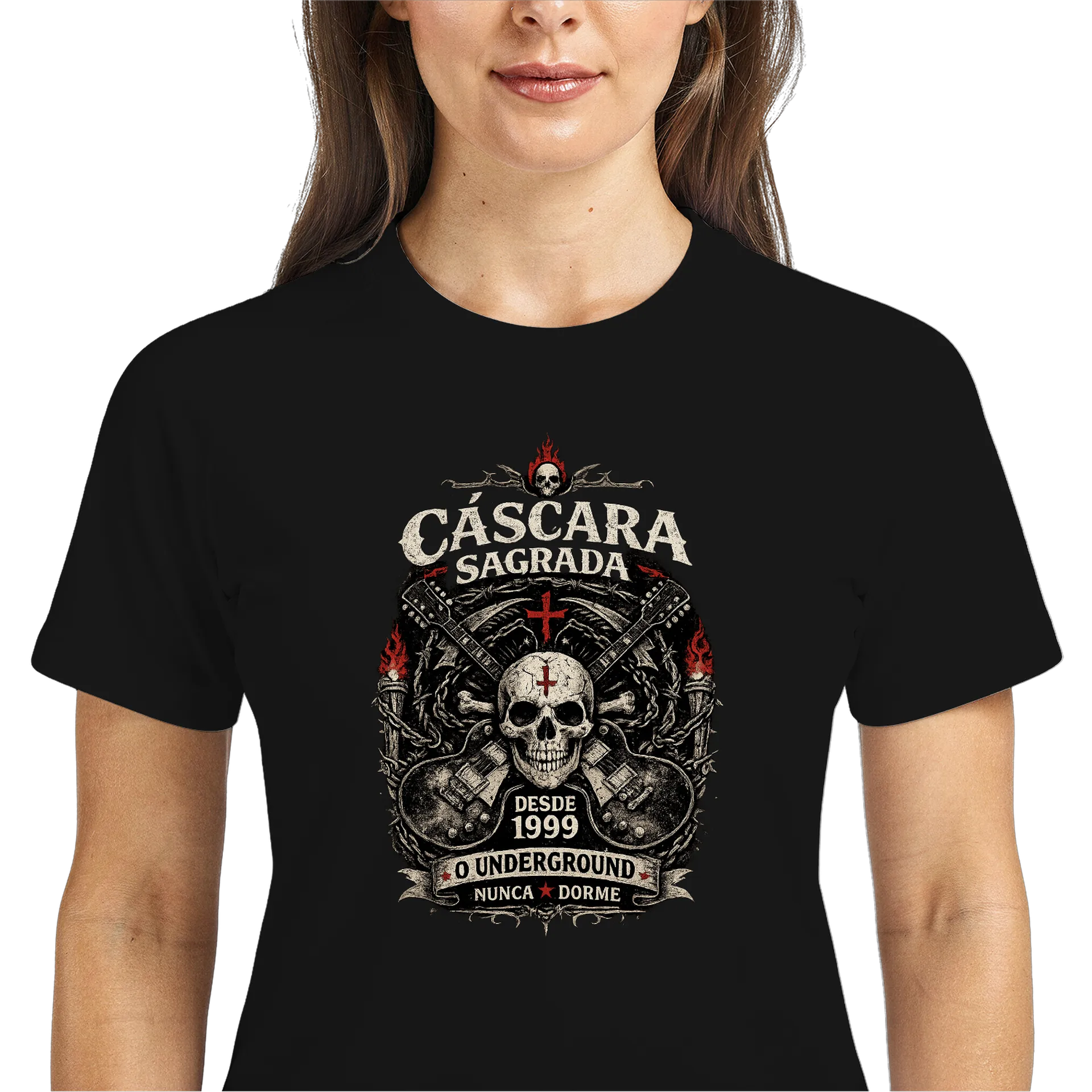 Camiseta Dry Fit Caveira Guitarras Estampa Personalizada - Imagem 3