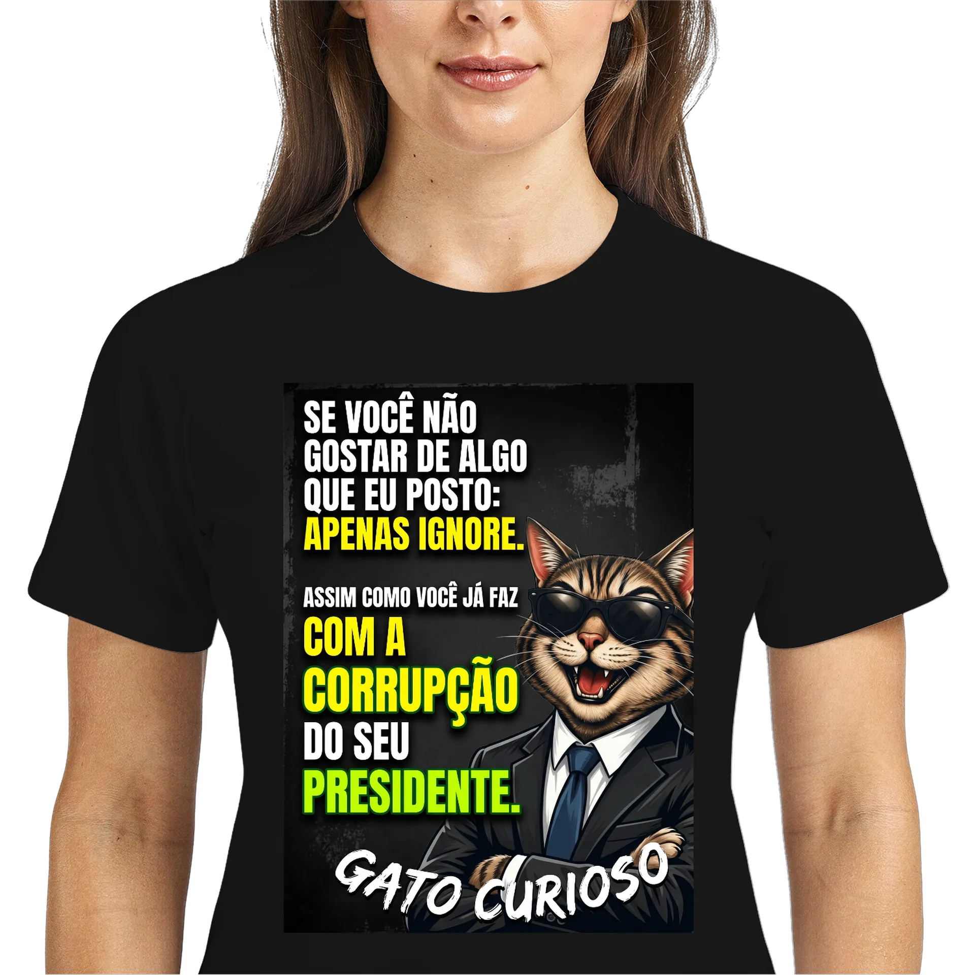 Camiseta DryFit de Gato Curioso  — imagem 3 de 6