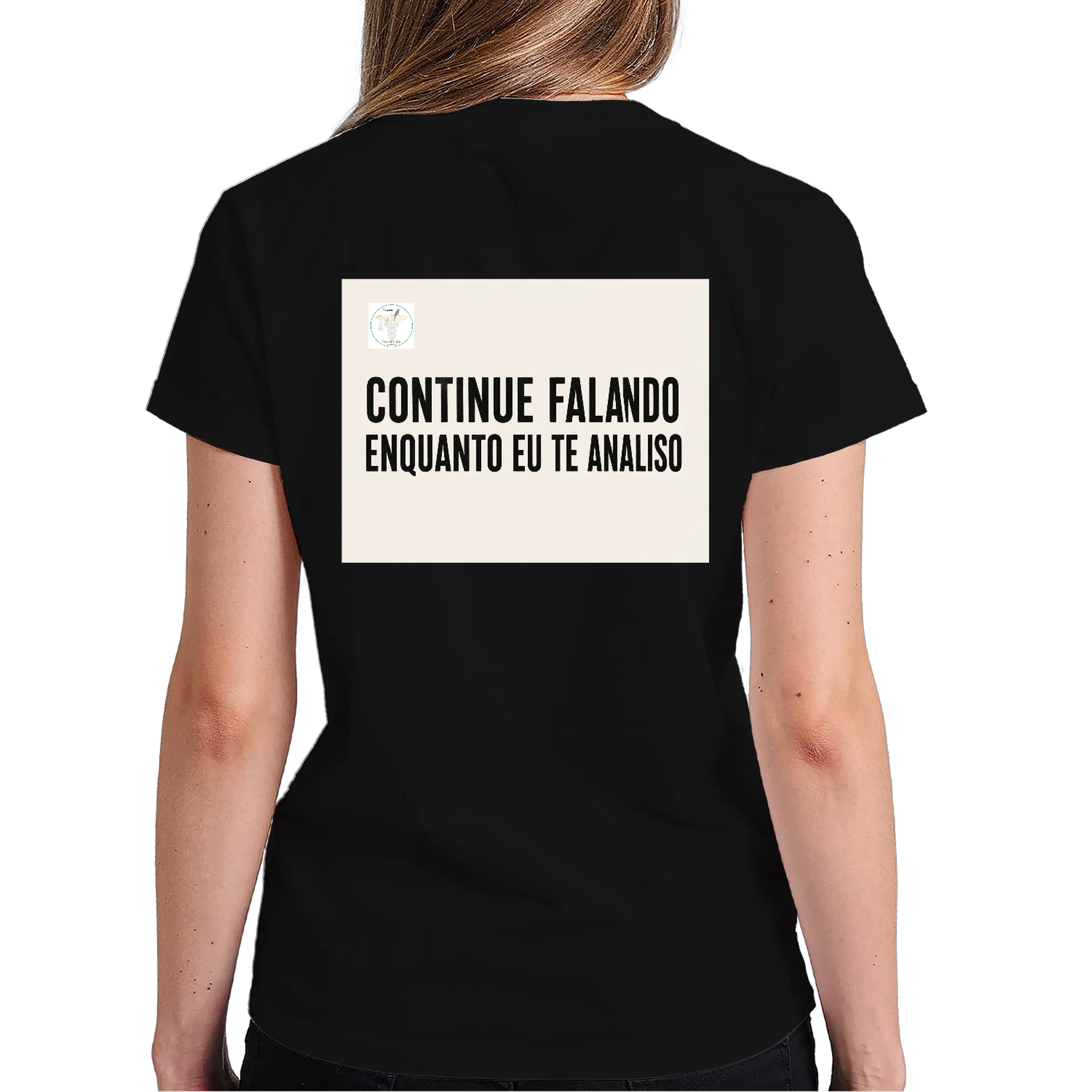 Camiseta Frase Continue Falando 100% Algodão Preto - Imagem 6