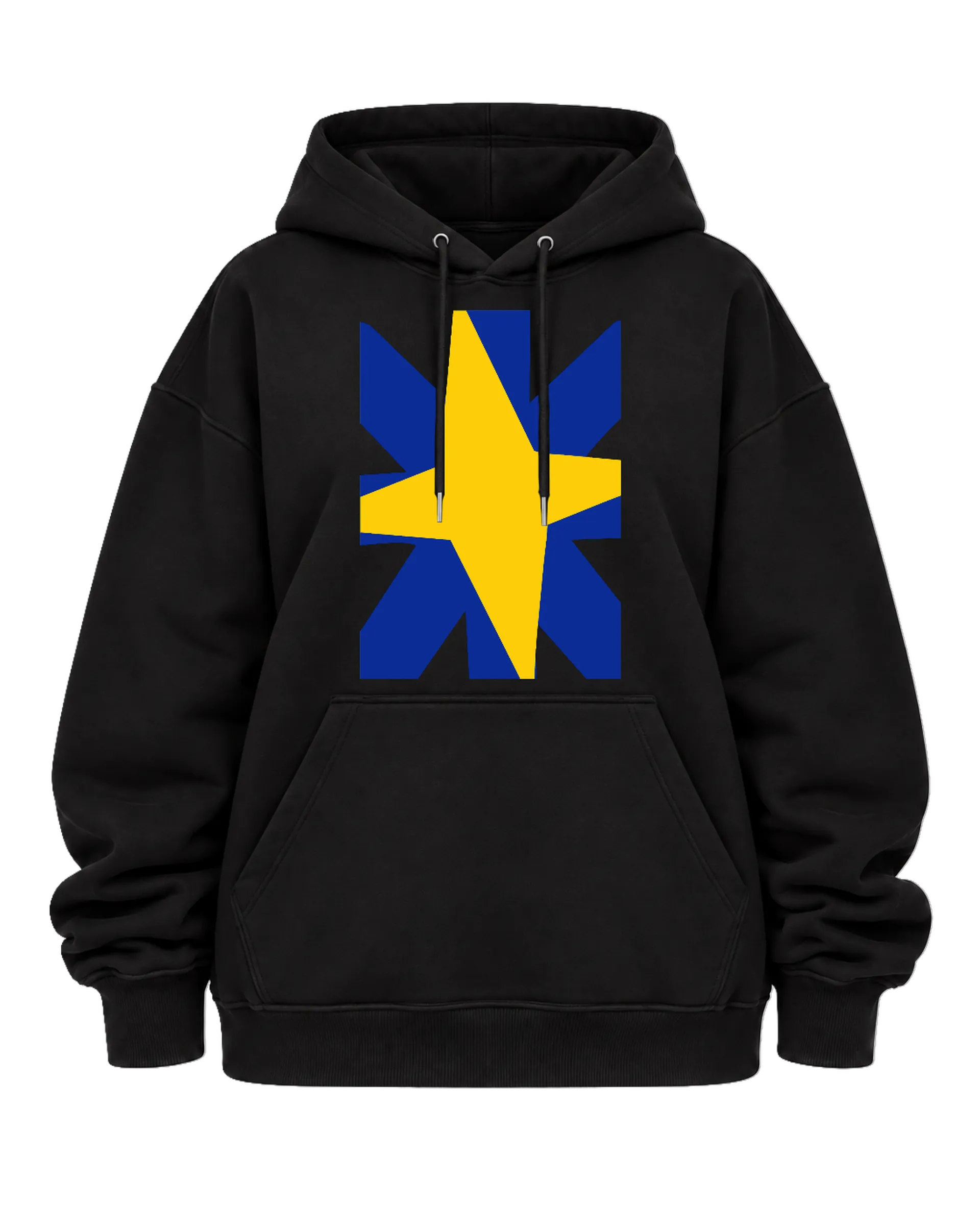 Blusa Moletom Canguru Estampa Estrela Azul e Amarela - Imagem 2