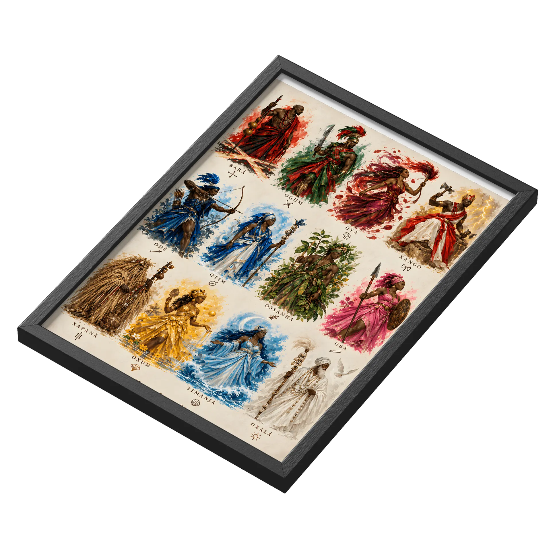 Quadro Orixás da Umbanda Arte Colorida A3 Com Vidro - Imagem 3
