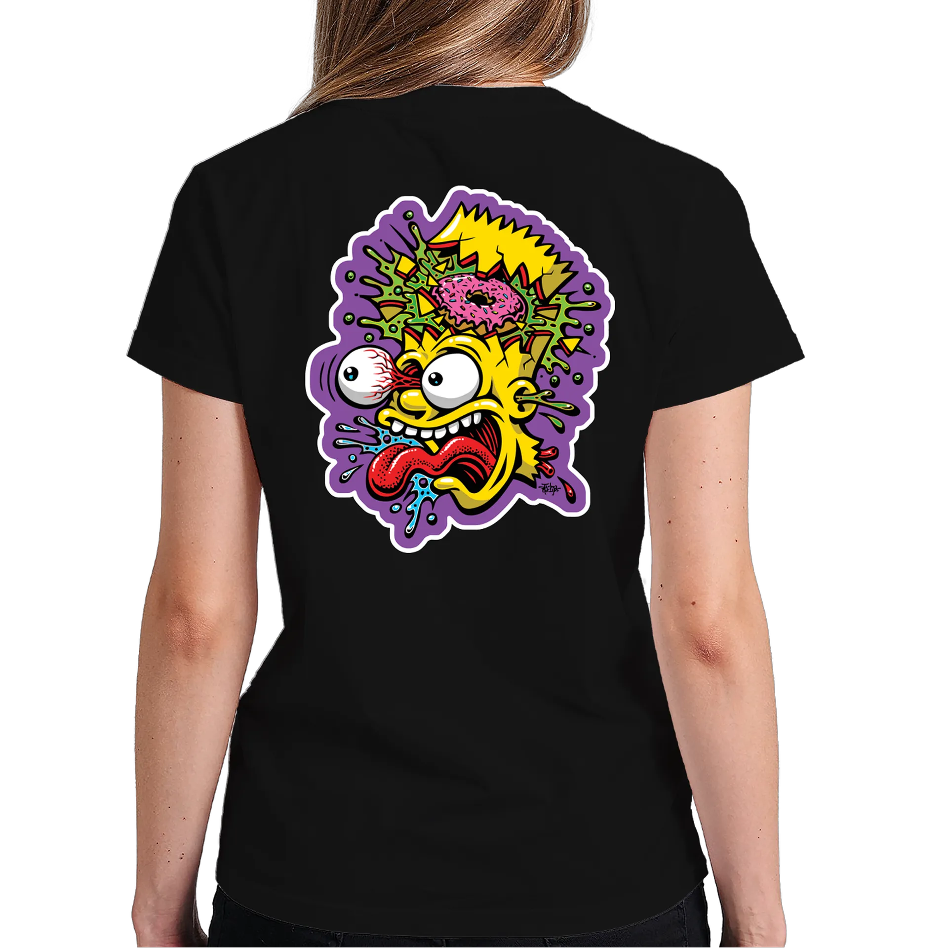 Camiseta Estampa Cabeça Explosiva Com Donut 100% Algodão - Imagem 6