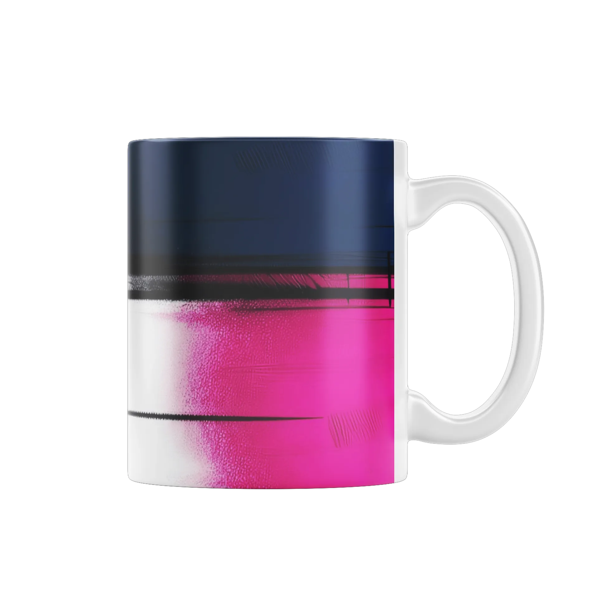 Caneca Cerâmica Abstrata Neon Pink White Blue 325ml - Imagem 1