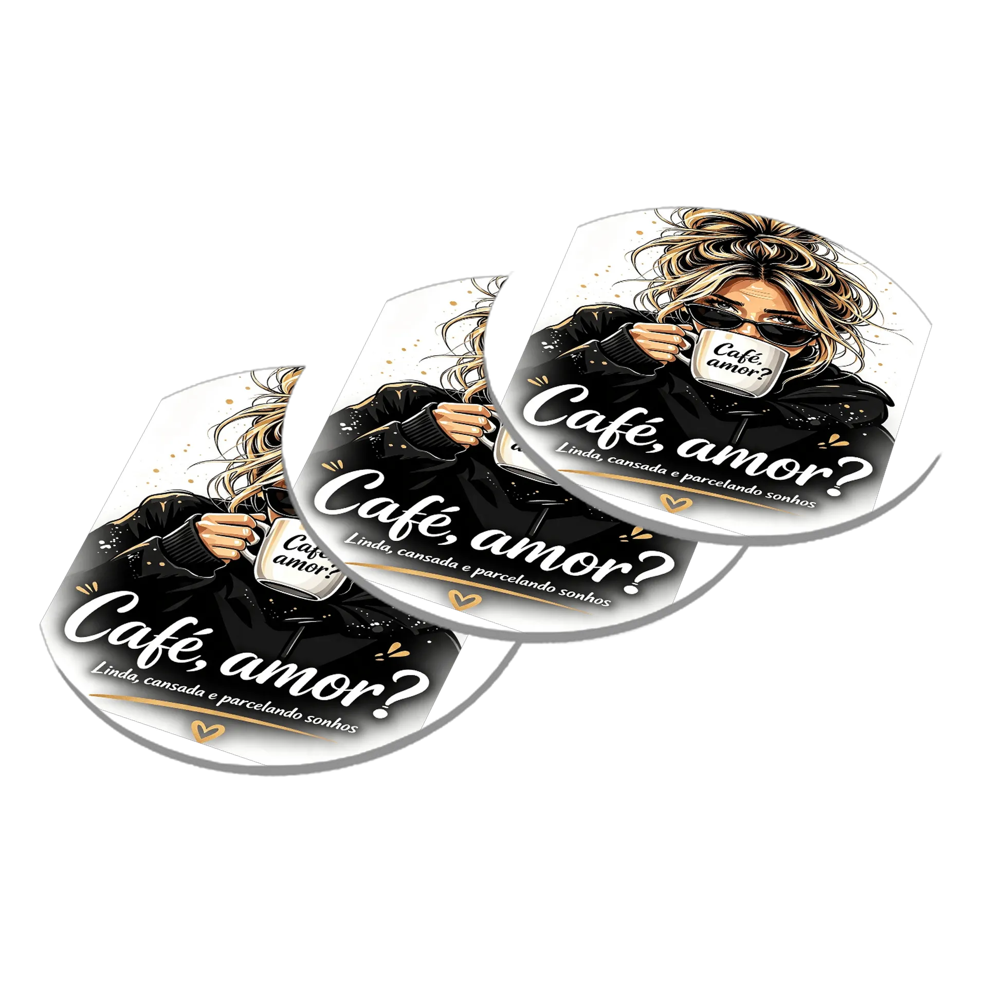 Porta-copos personalizado Café, Amor? de Graciele Rosa  — imagem 2 de 3