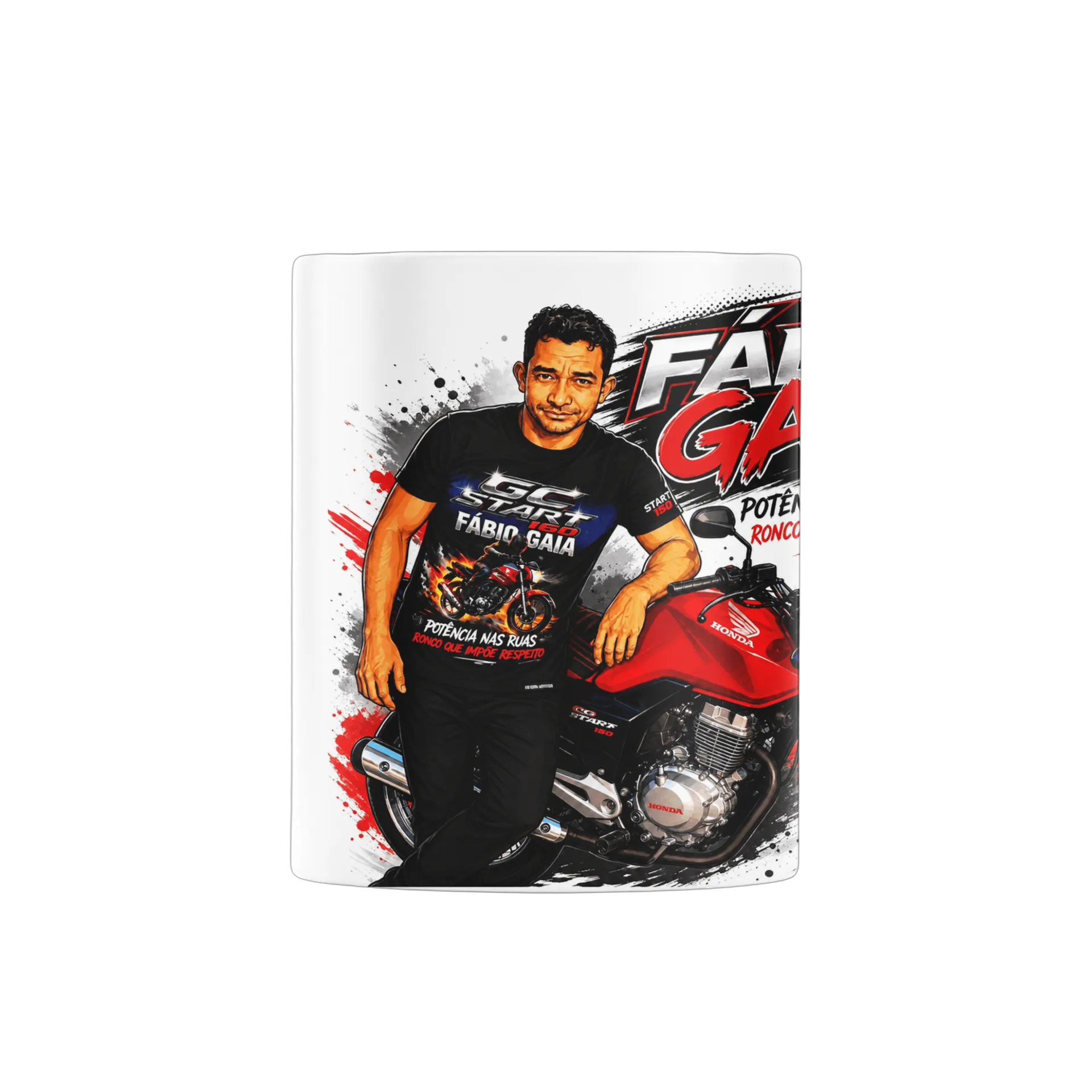 Caneca Porcelana Fabio Gaia Motivo Moto 325ml de Fabio — imagem 2 de 4