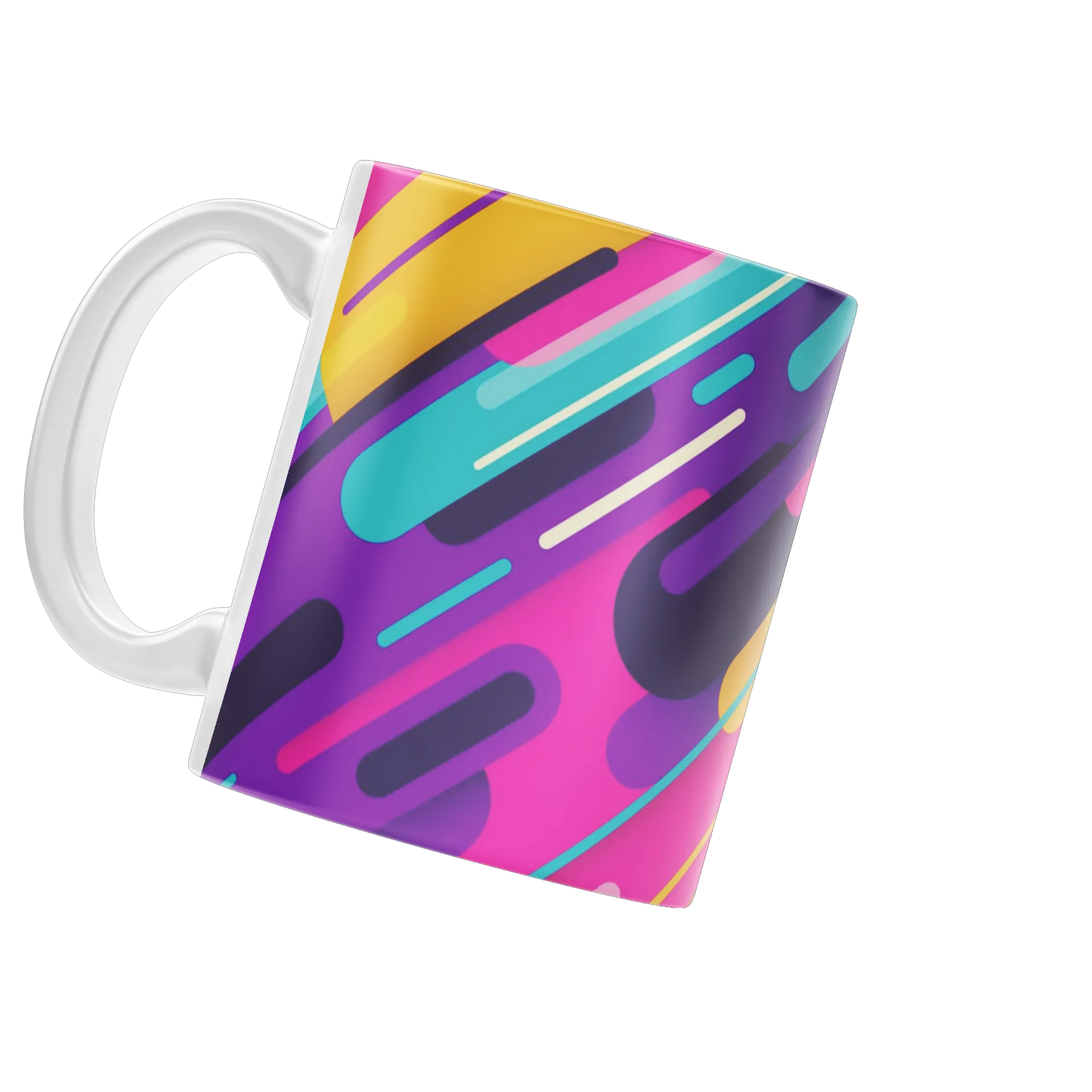 Caneca Porcelana Estampa Abstrata Neon 325ml - Imagem 3