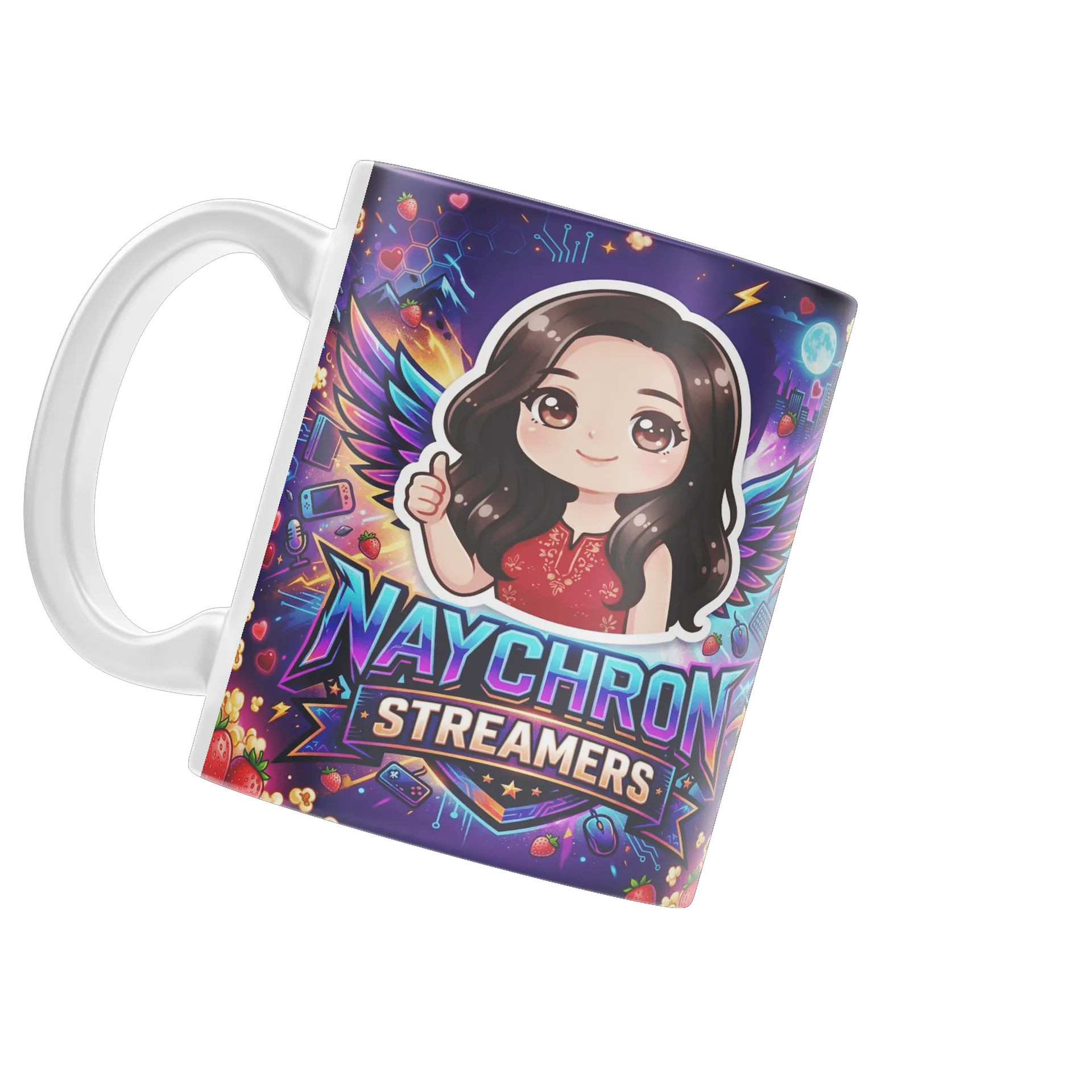 Caneca Porcelana Naychron Streamers Estilo Chibi 325ml - Imagem 1