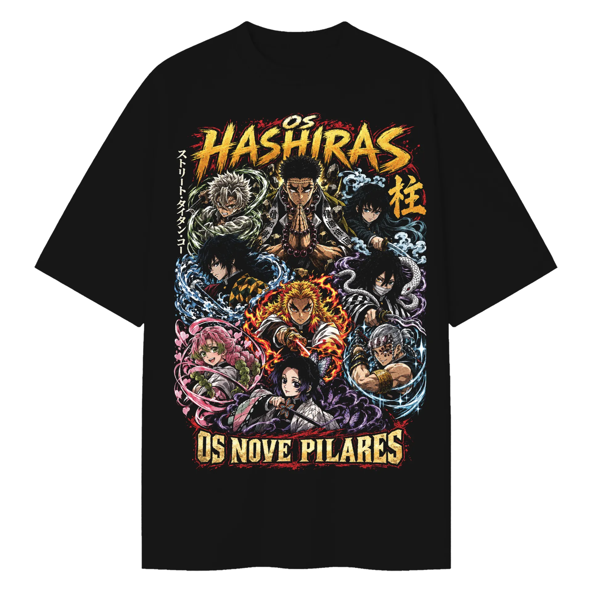 Camiseta Oversized Hashiras Nove Pilares Premium - Imagem 1