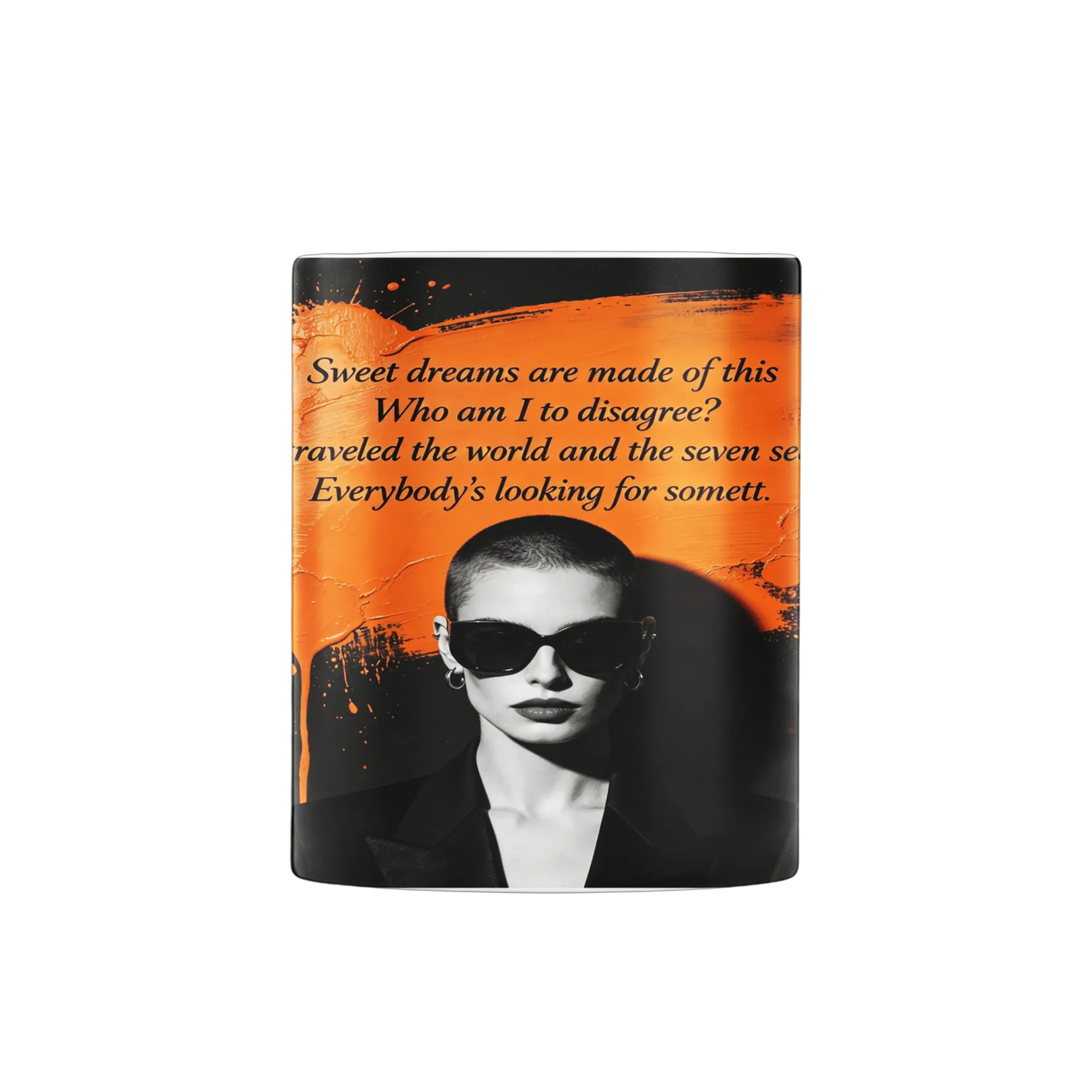 Caneca Porcelana Retrato Preto e Branco Frase Tipográfica - Imagem 3
