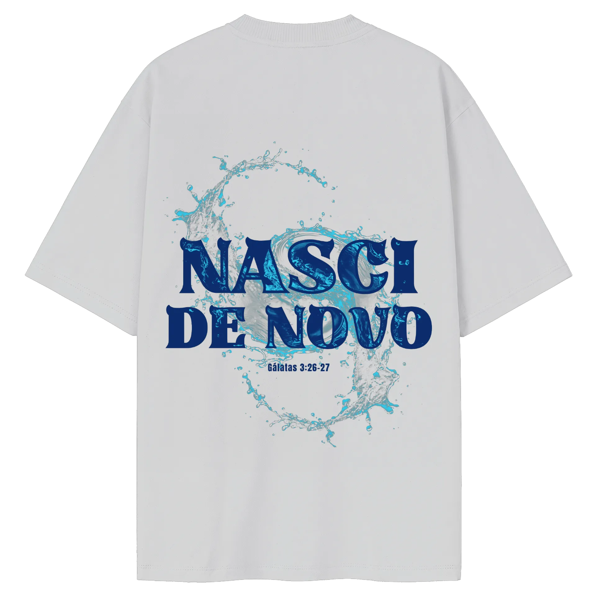 Camiseta Oversized Estampa Tipográfica Nasci de Novo Azul de PUBLI UP  — imagem 2 de 6