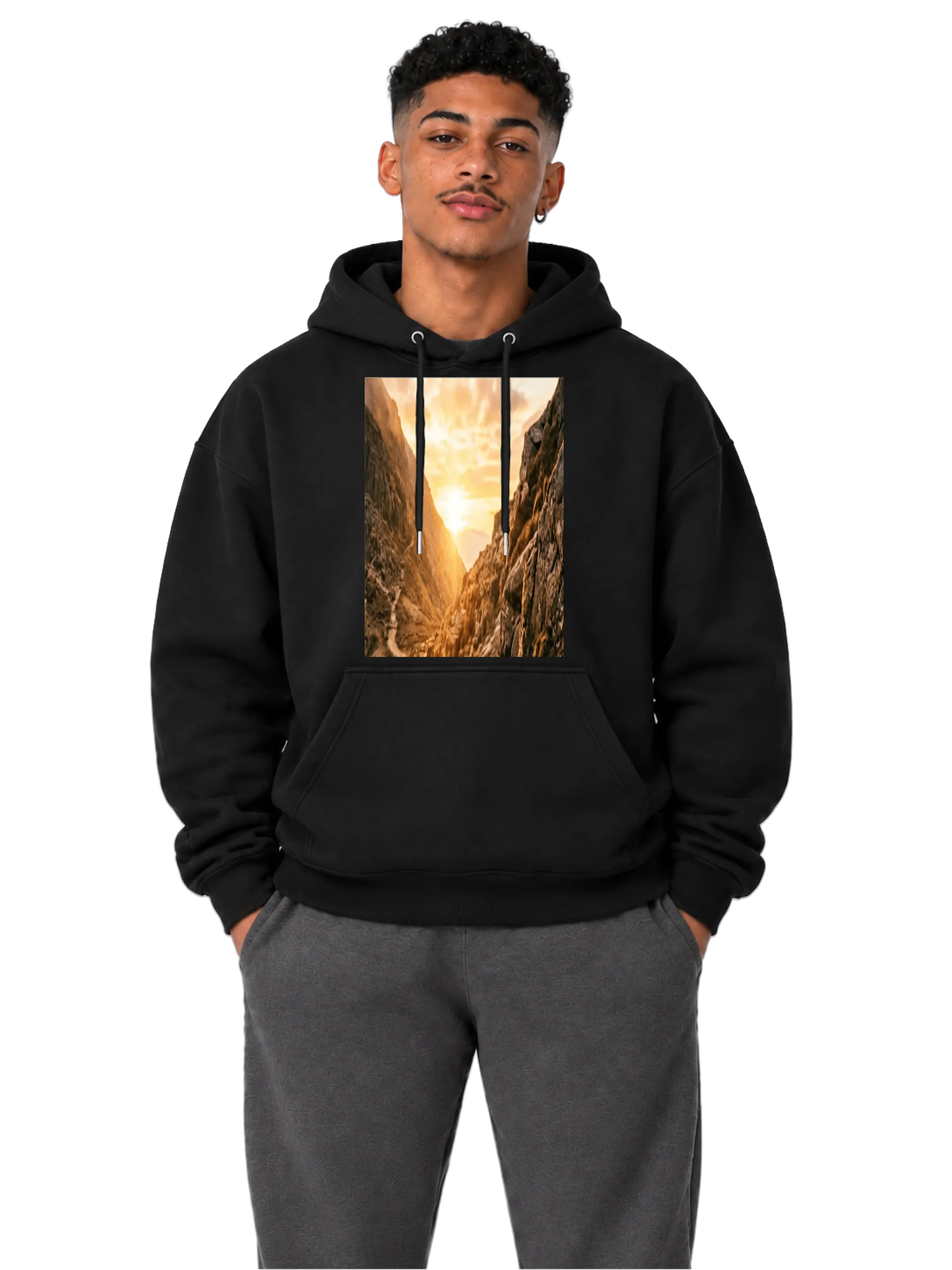 Blusa Moletom Canguru Paisagem de Montanhas ao Pôr do Sol - Imagem 3