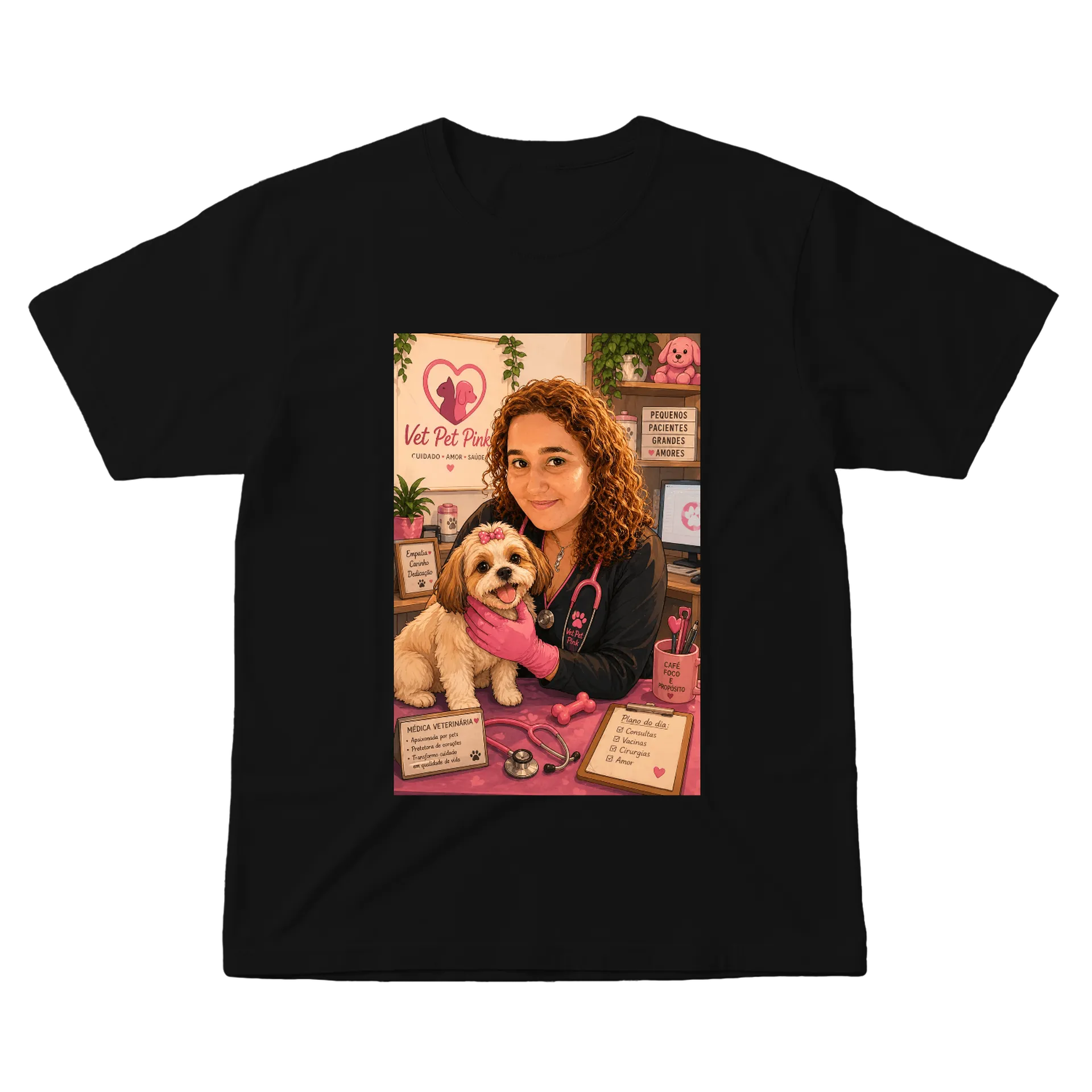 Camiseta Veterinária Pet Cuidado 100% Algodão - Imagem 1