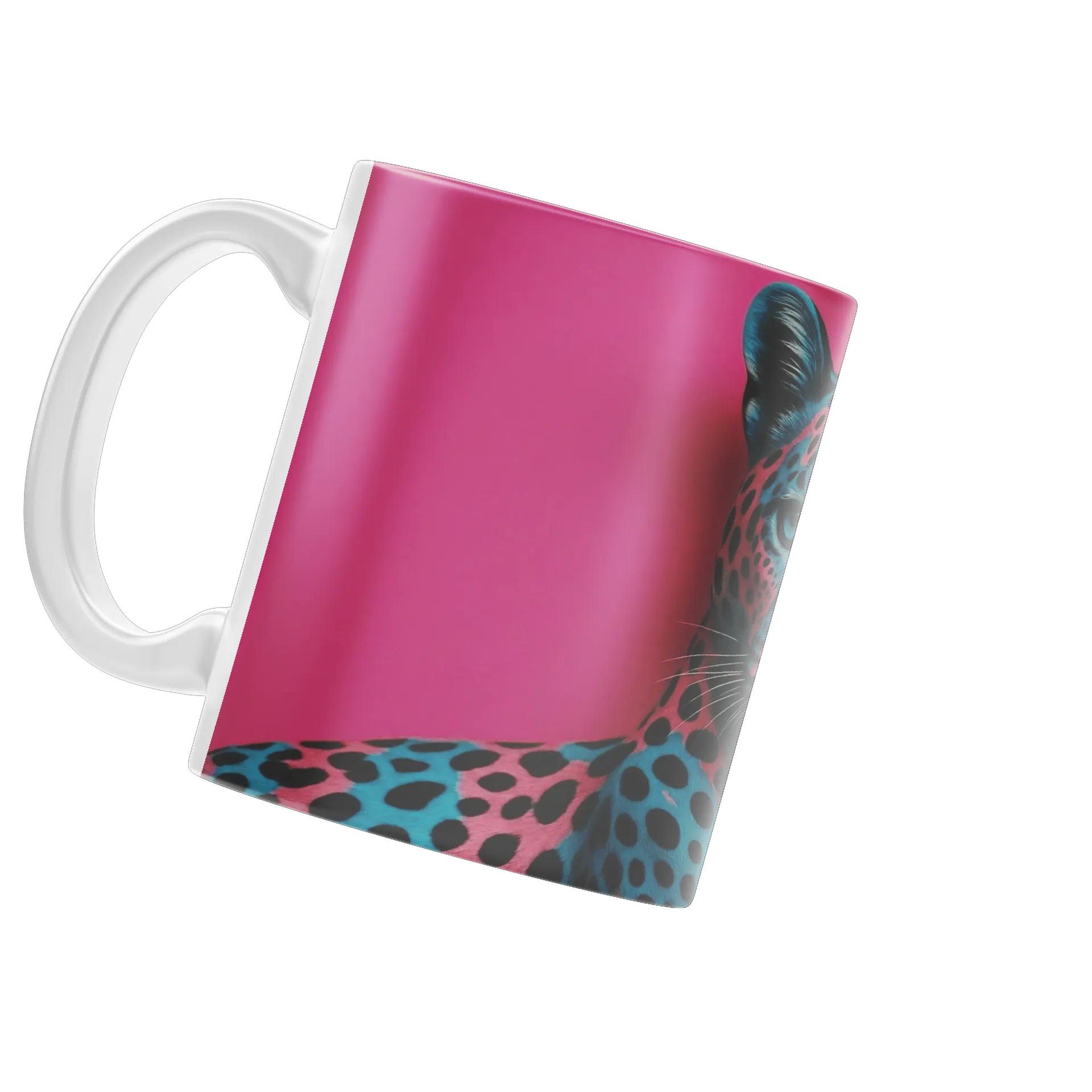 Caneca Porcelana Leopardo Azul Rosa 325ml - Imagem 3