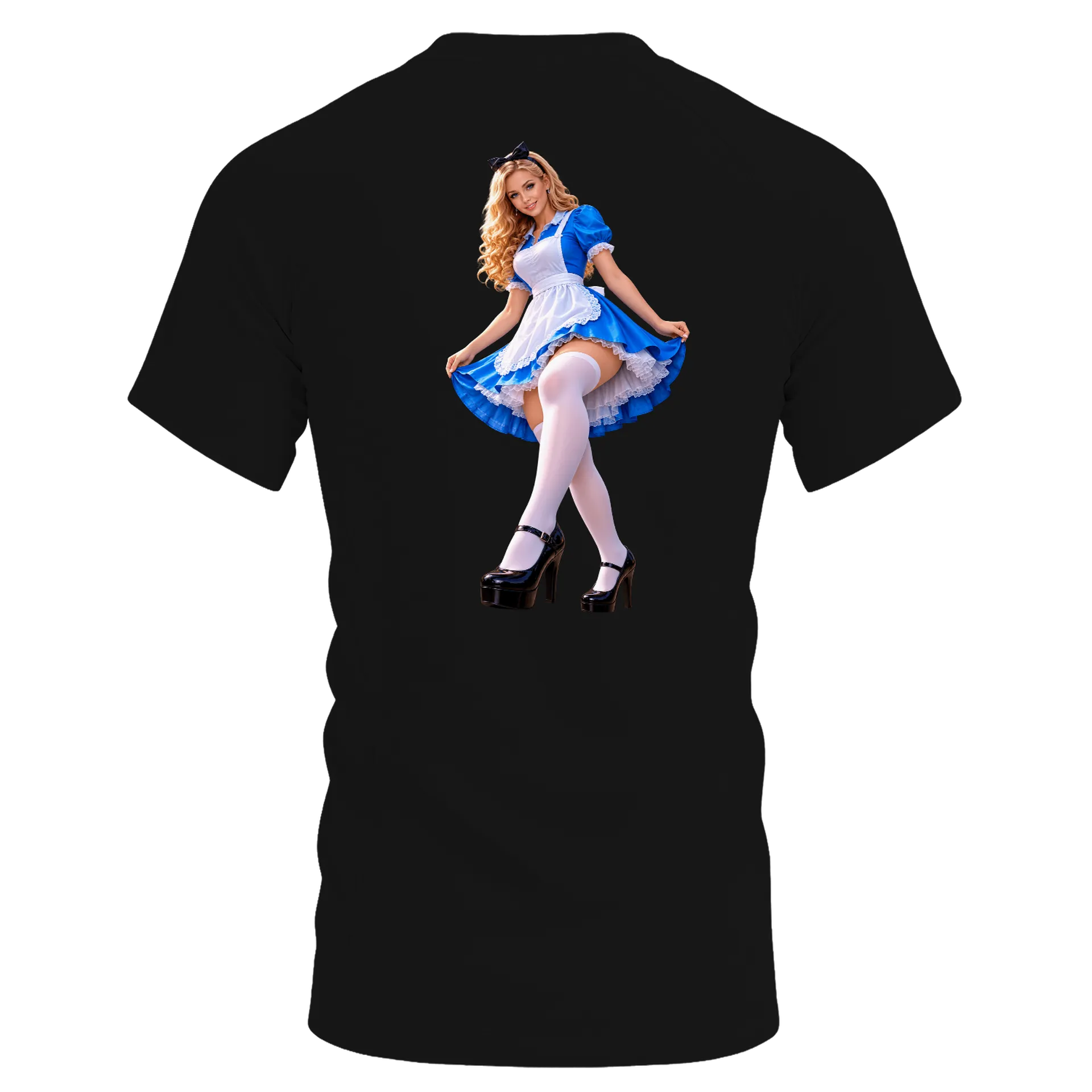 Camiseta Dry Fit Mulher de Vestido Azul e Branco Polyesters - Imagem 2