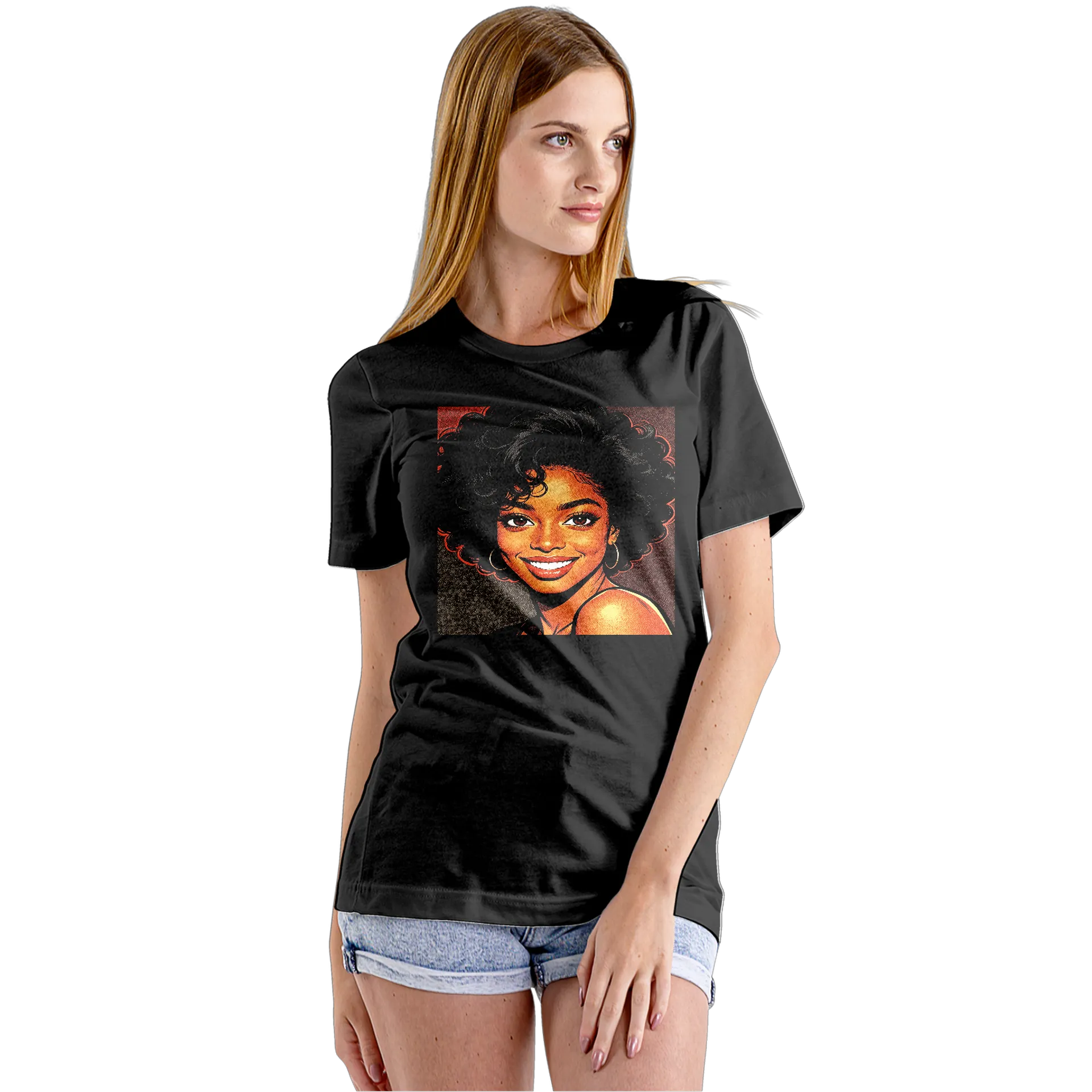 Camiseta Babylook Retrato Ilustrado 100% Algodão - Imagem 5