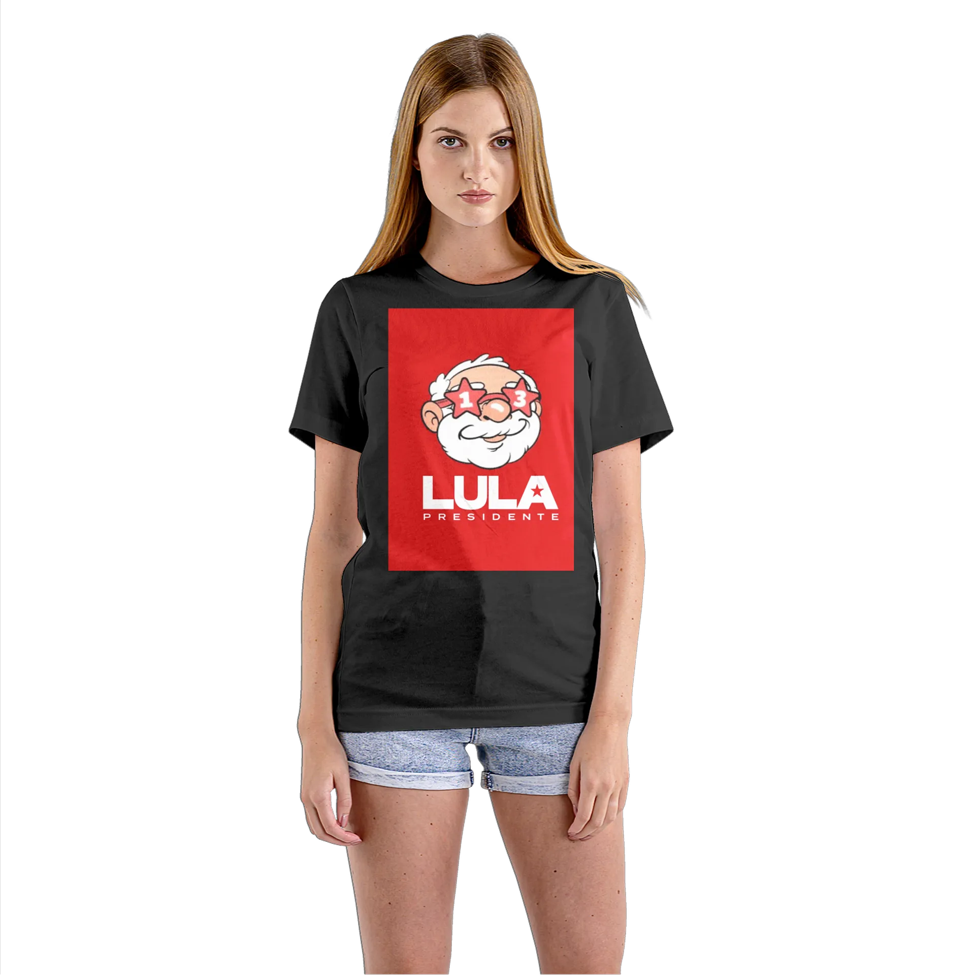 Camiseta Babylook Estampa Lula Presidente Cartoon Vermelha - Imagem 3