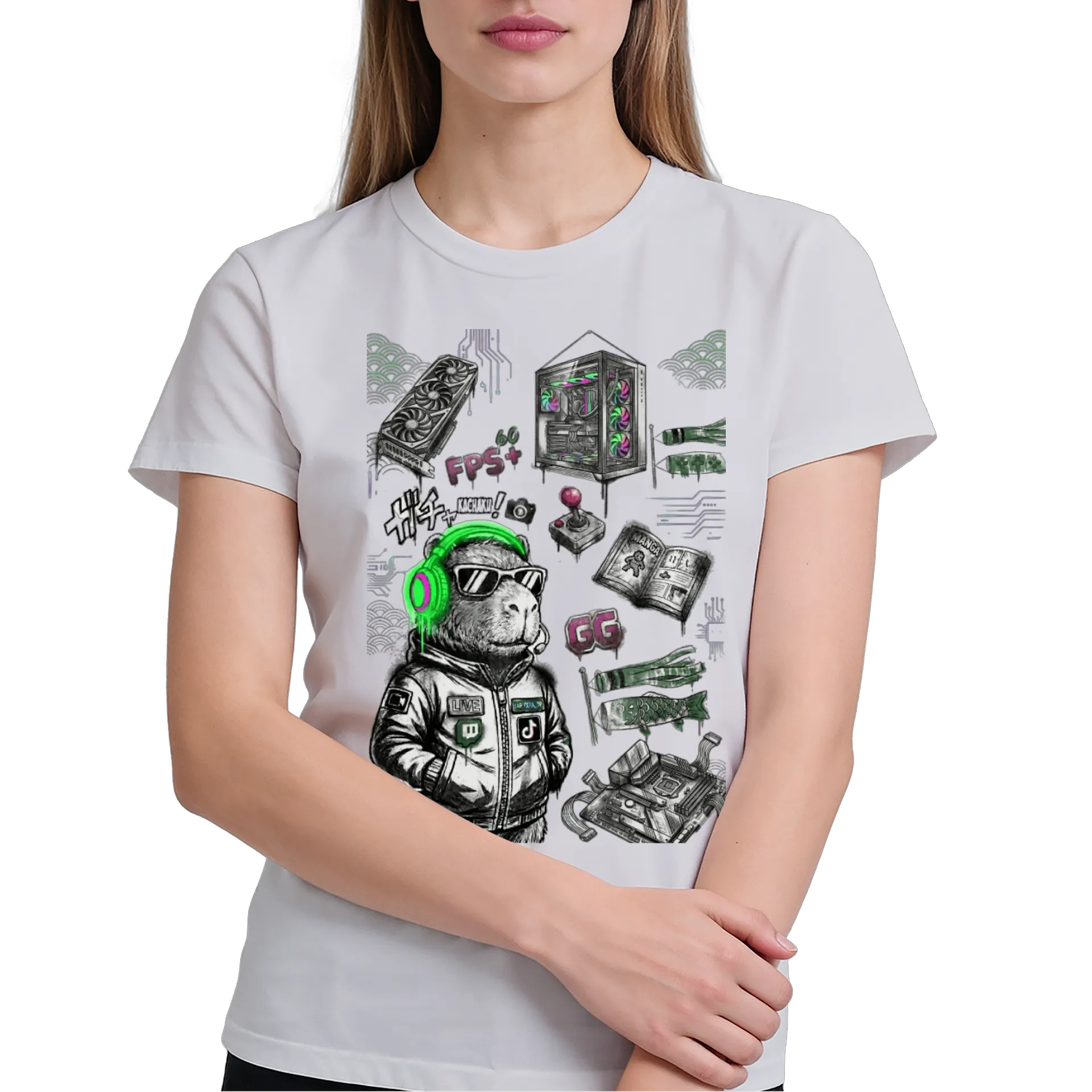 Camiseta Capivara Gamer Estampa Criativa 100% Algodão - Imagem 4
