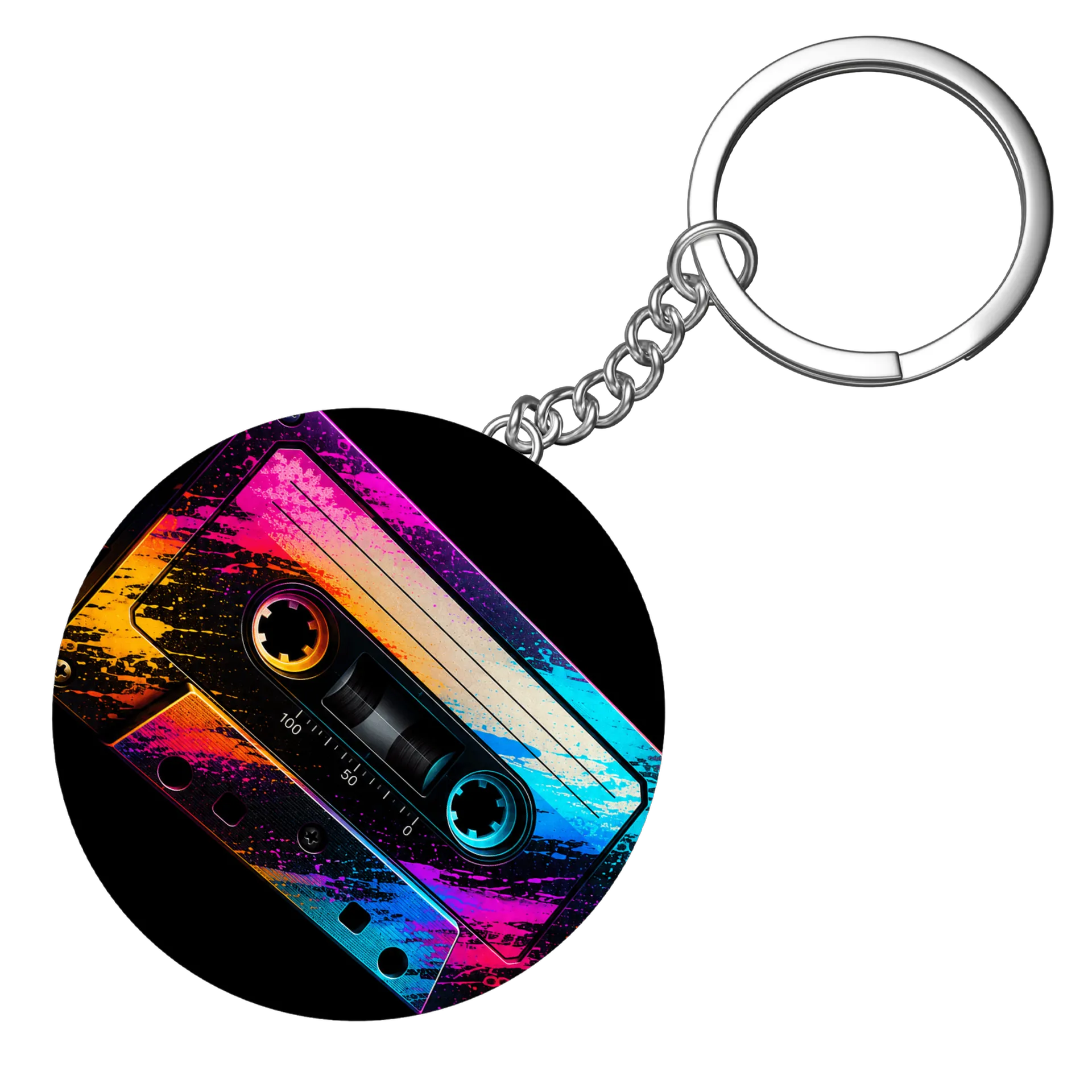Chaveiro MDF Tape Cassette Neon Colorido - Imagem 4