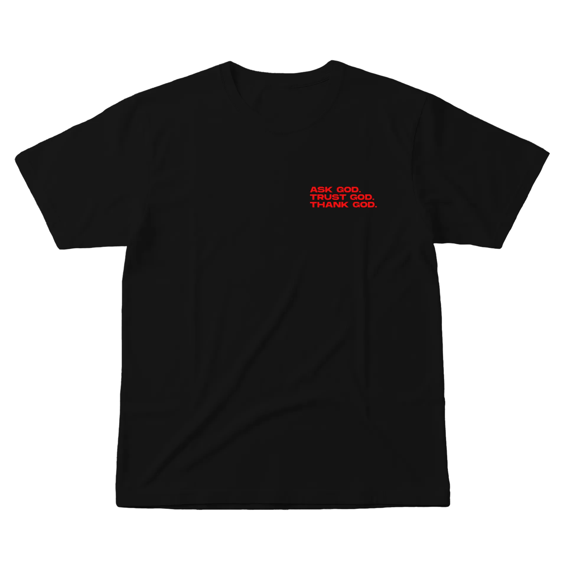 Camiseta Ask God, Trust God 100% Algodão de Teologia Entusiasta — imagem 1 de 6