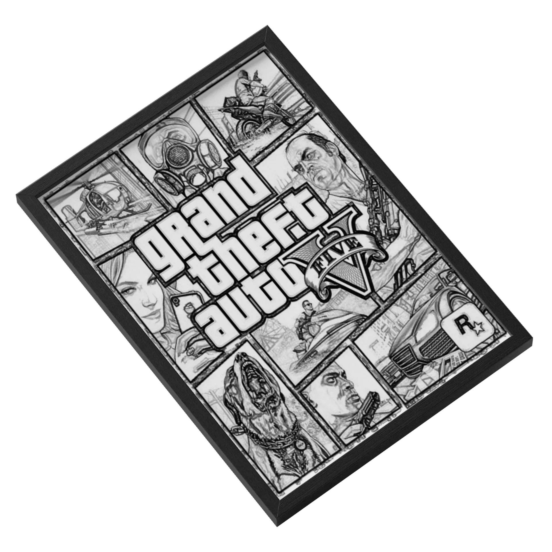 Quadro Grand Theft Auto V Estampa A3 MDF e Vidro - Imagem 2