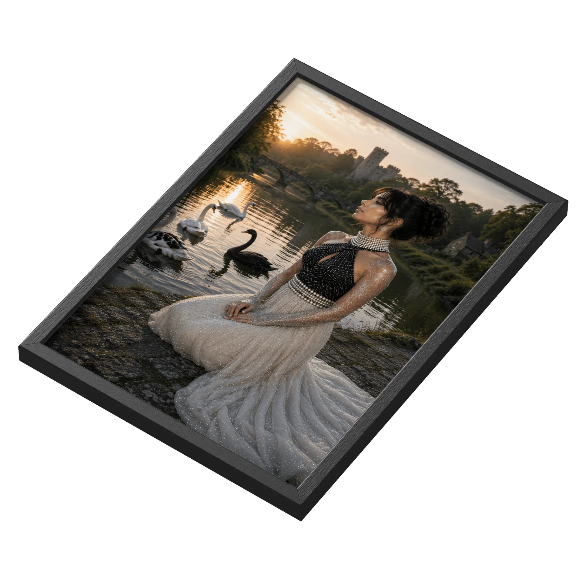 Quadro Retrô Princesa Noiva Luxo A3 MDF e Vidro - Imagem 3
