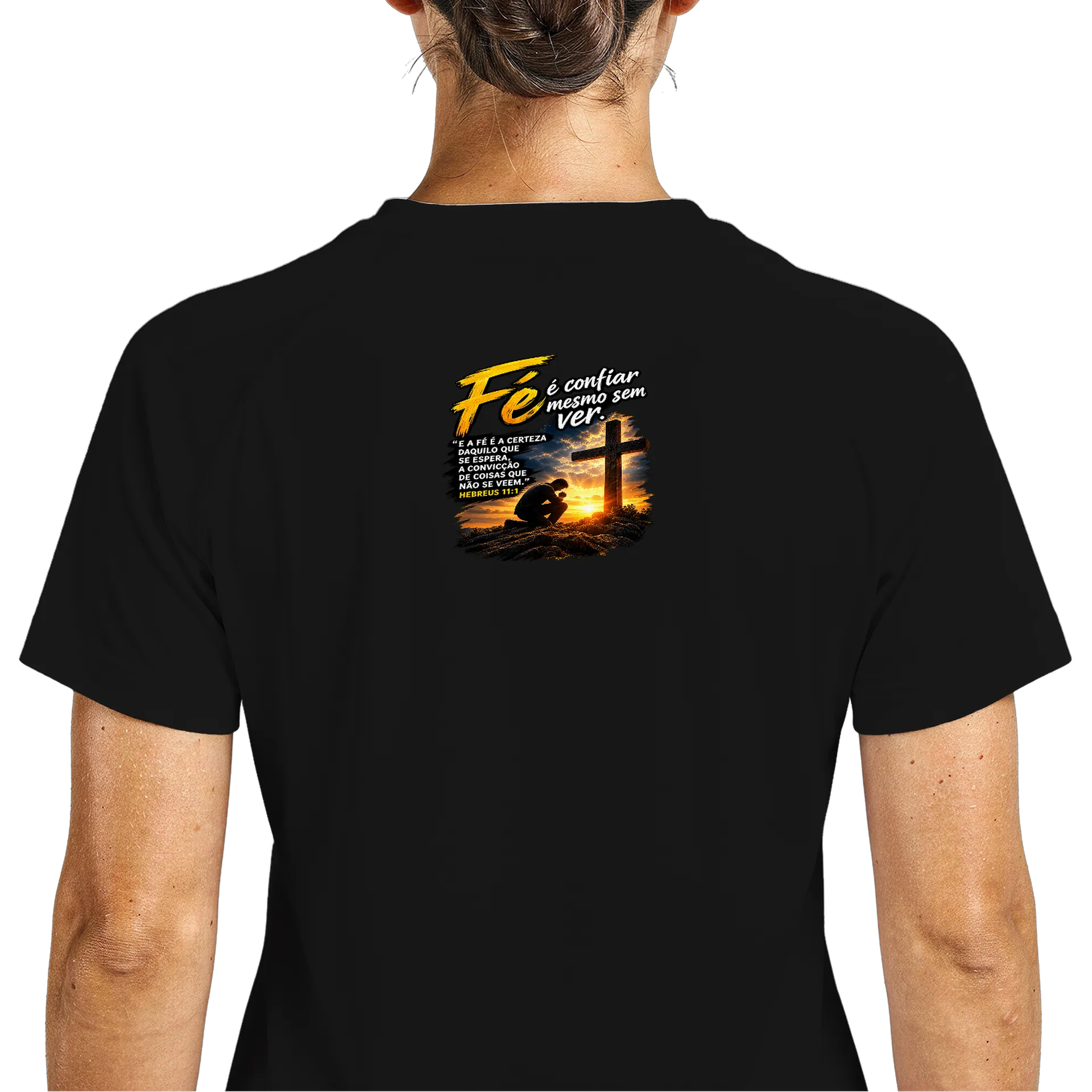 Camiseta Dry Fit Estampa Fé Cruz e Oração 100% Poliéster de Clube do Rafael Ungido  — imagem 5 de 6