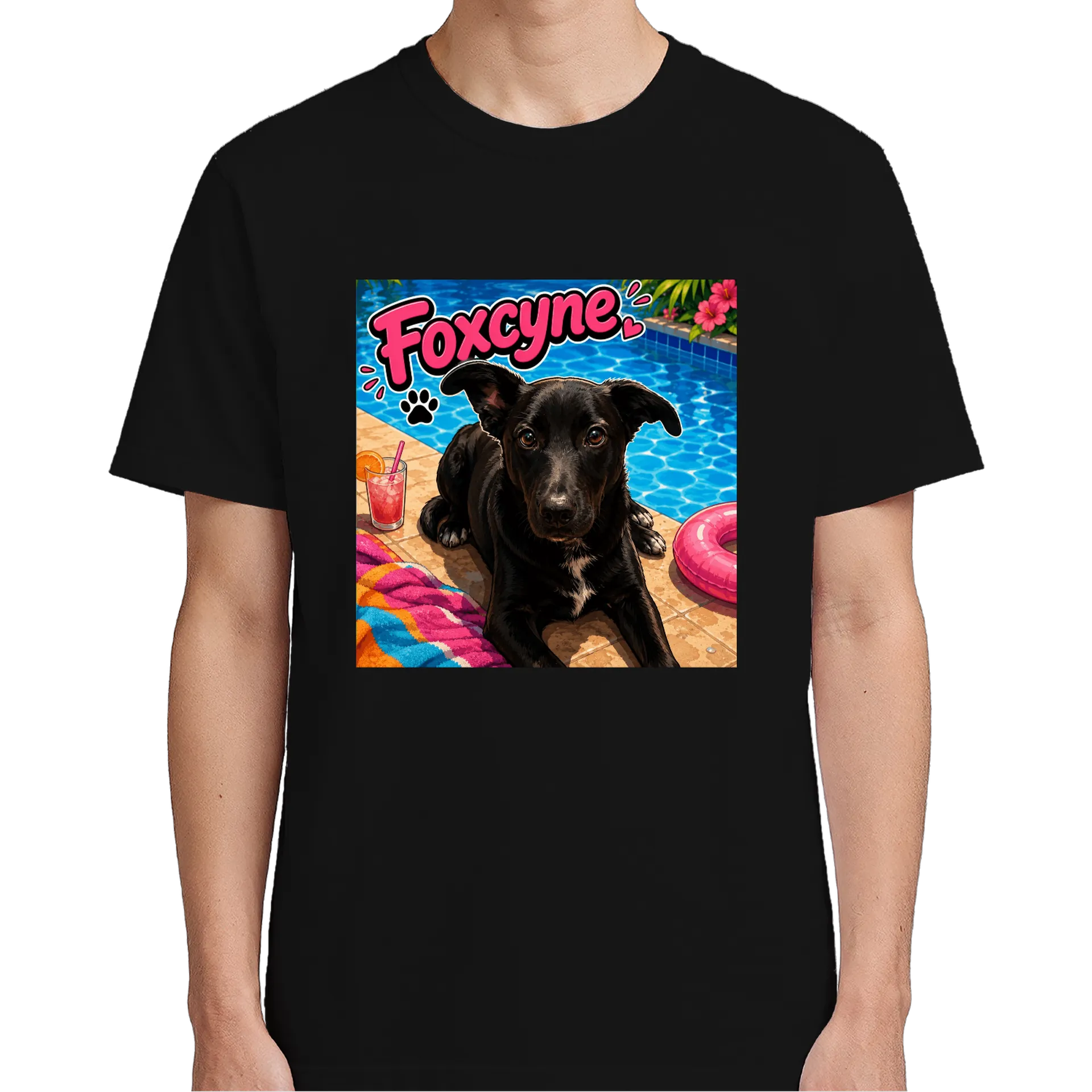 Camiseta Cão Preto Estilo Cartoon 100% Algodão - Imagem 5