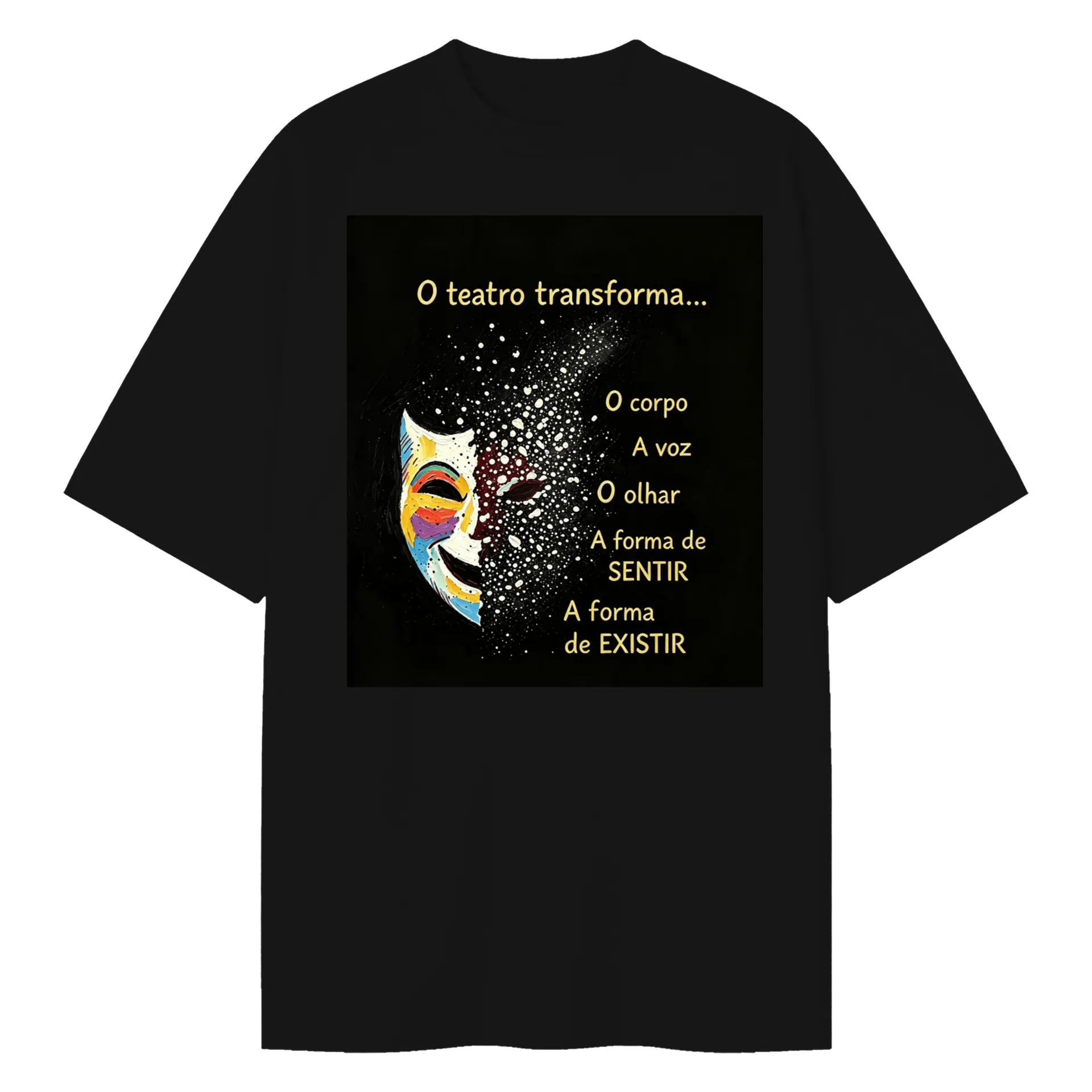 Camiseta Oversized Texto Poético A Forma de EXISTIR Preto - Imagem 1