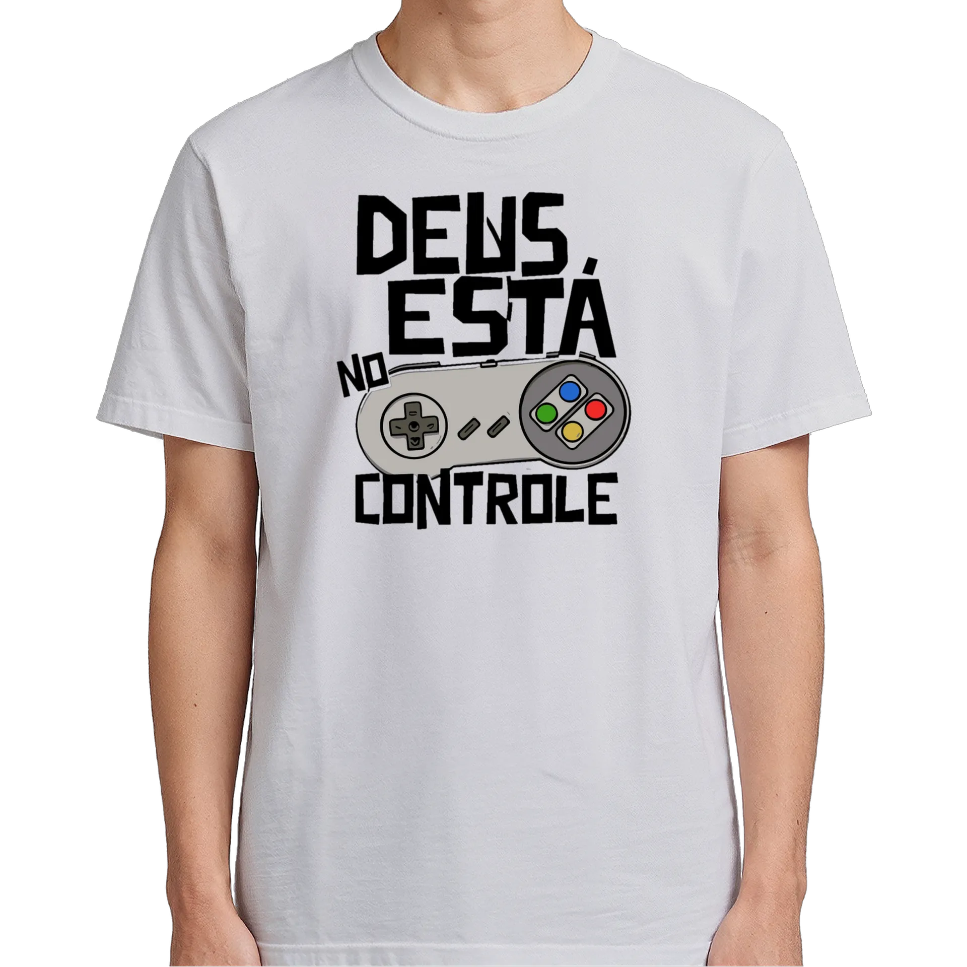 Camiseta Controle de Videogame Deus Está 100% Algodão - Imagem 5