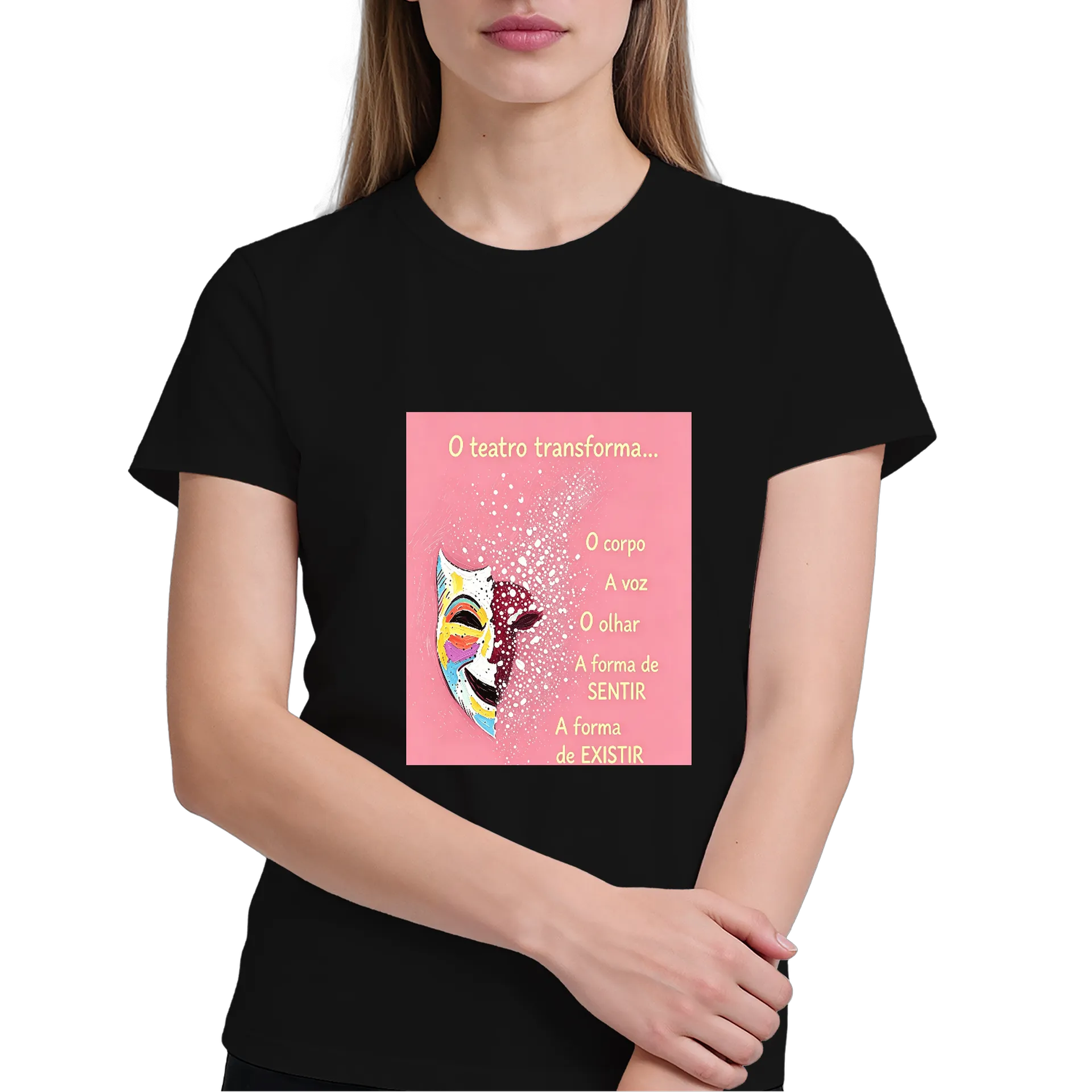 Camiseta Estampa Teatro Pink Poesia 100% Algodão - Imagem 4