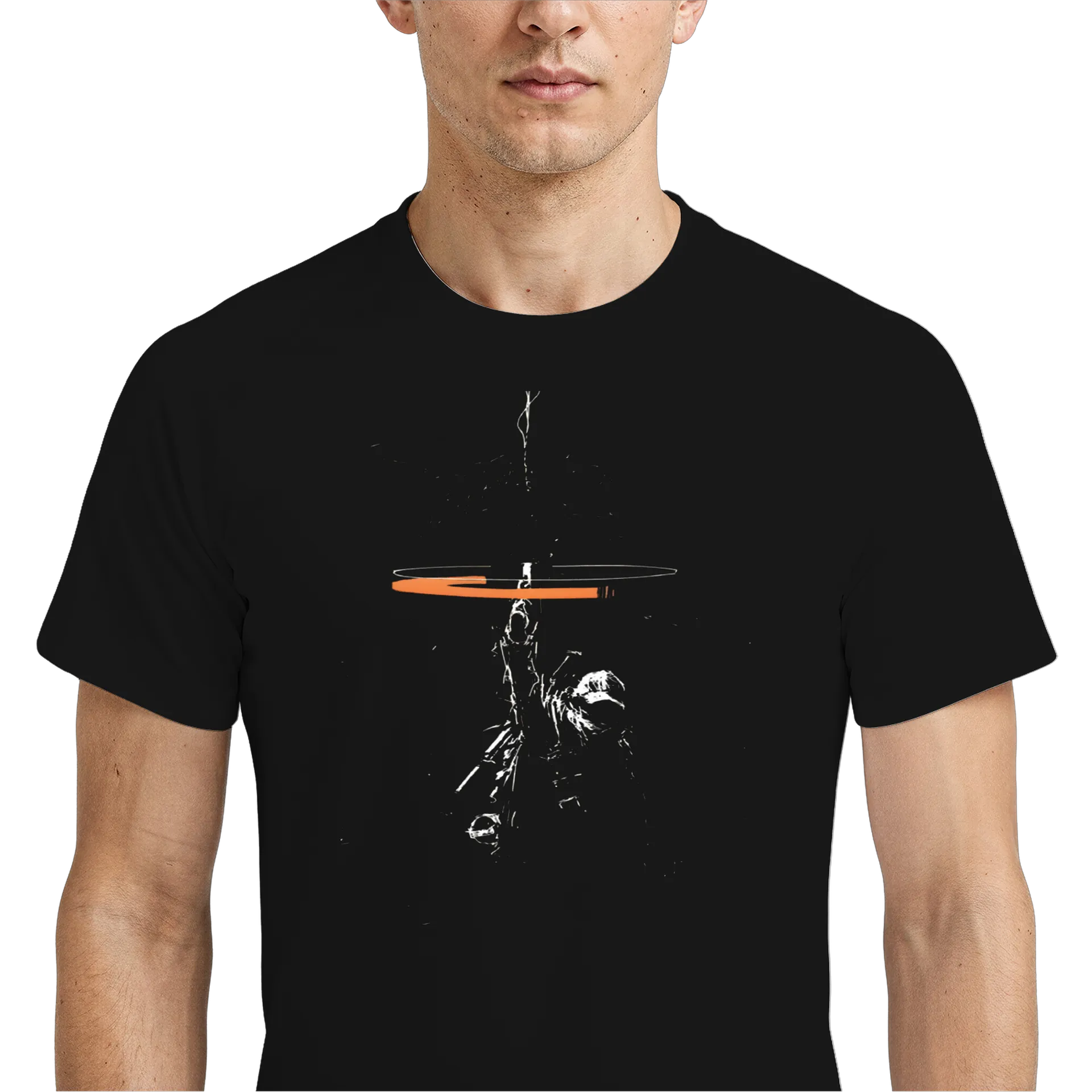 Camiseta Dry Fit Esqueleto com Foice Arte Monocromática - Imagem 4